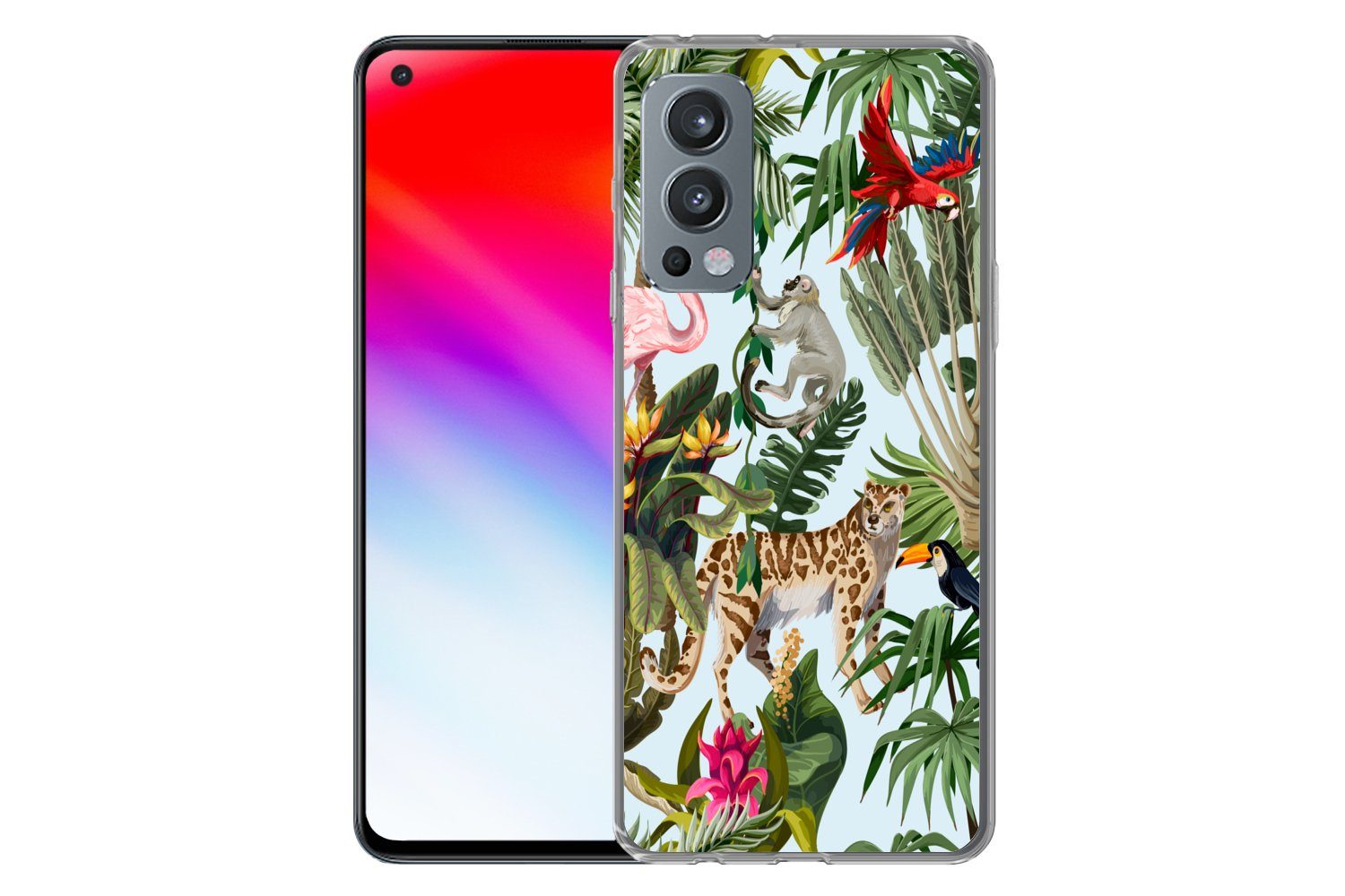 MuchoWow Handyhülle für OnePlus Nord 2 5G Dschungel - Tiere - Mädchen - Kinder - Jungen -, Phone Case, Silikon, Schutzhülle Dünn