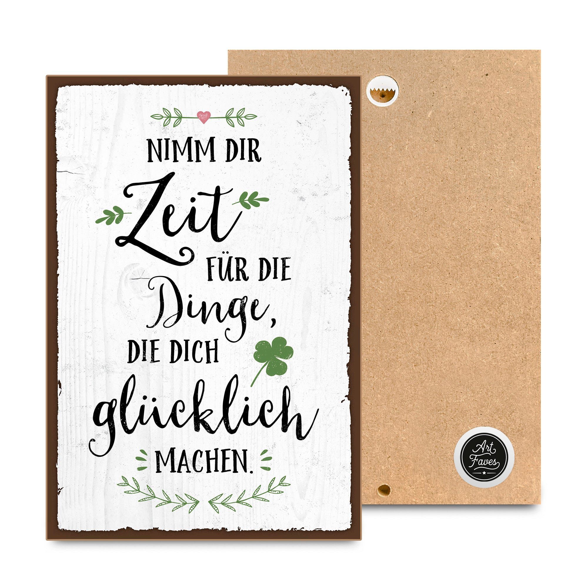 ARTFAVES Holzbild NIMM DIR ZEIT FÜR DIE DINGE, Geschenk zum Thema