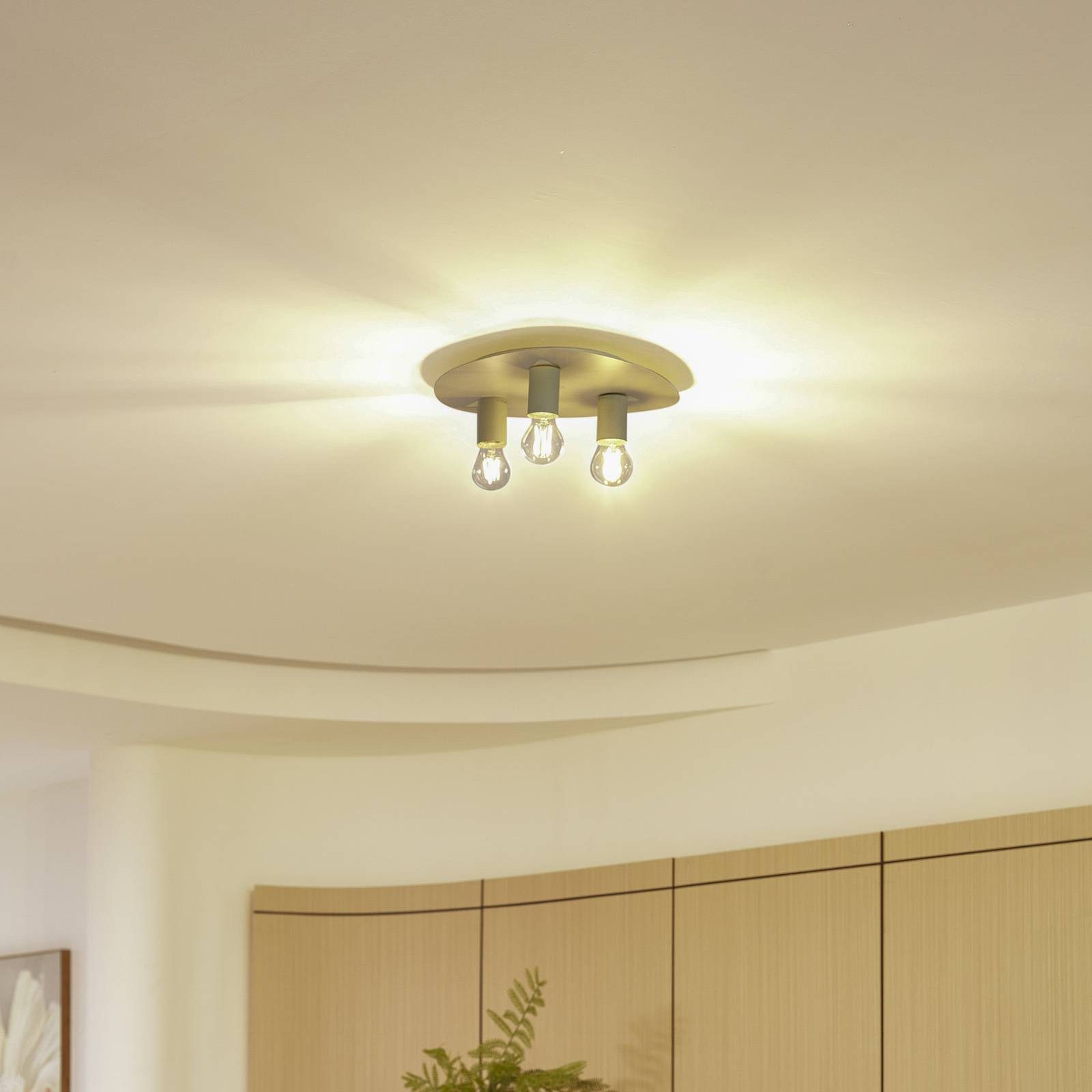 Lindby Deckenleuchten Tommen, Metall, Creme IP20, 3 x 15 W LED