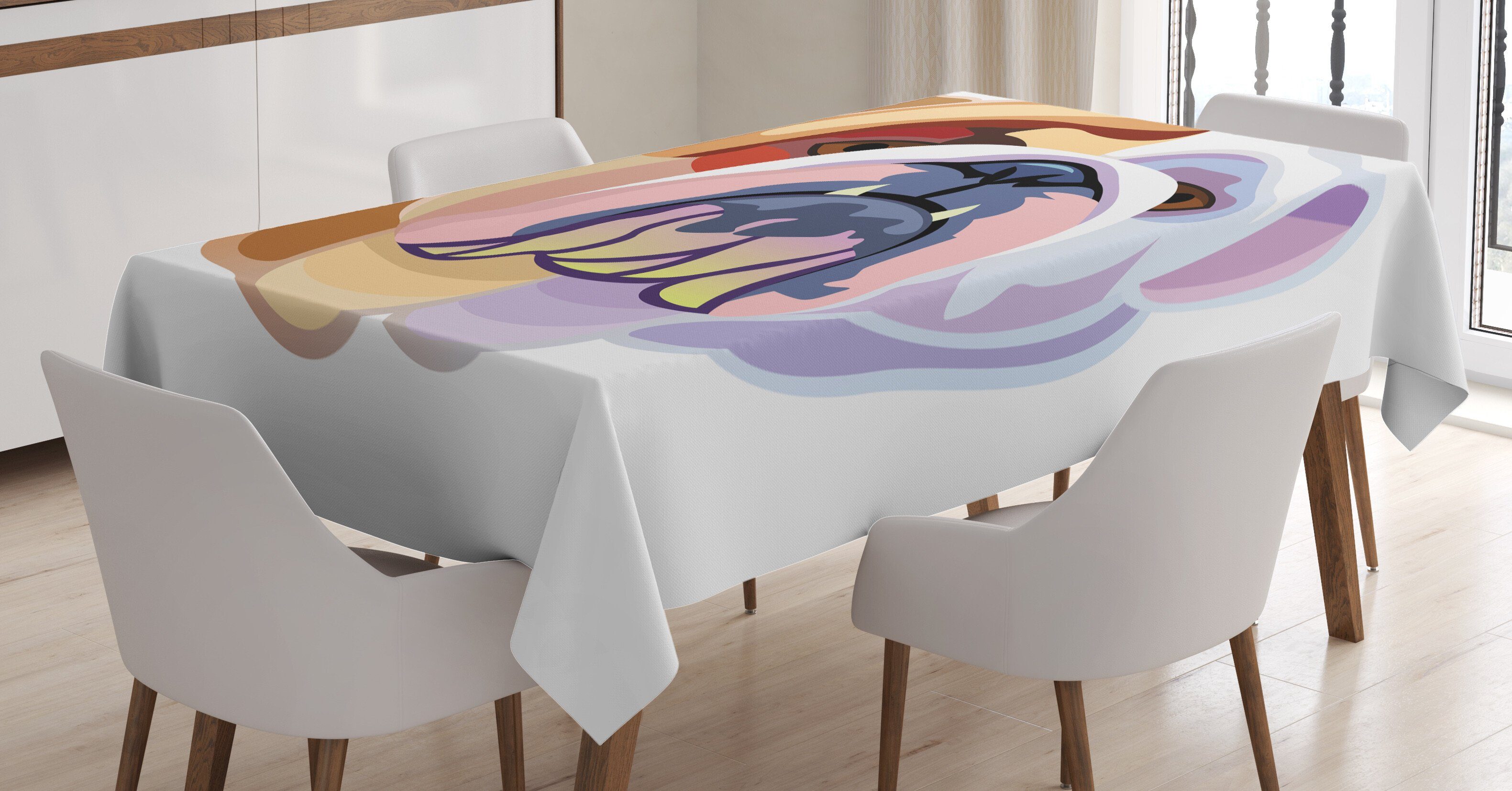 Abakuhaus Tischdecke Farbfest Waschbar Für den Außen Bereich geeignet Klare Farben, Englische Bulldogge Abstrakt Hund | Tischdecken