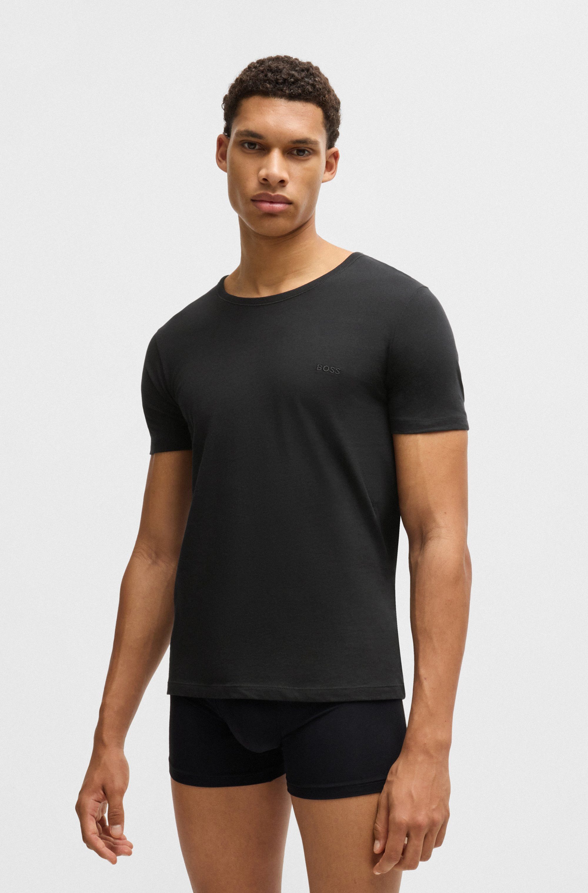 BOSS T-Shirt Rundhals BOSS ONE (Packung, 3-tlg., 3er-Pack) mit dezentem BOSS Logo-Print