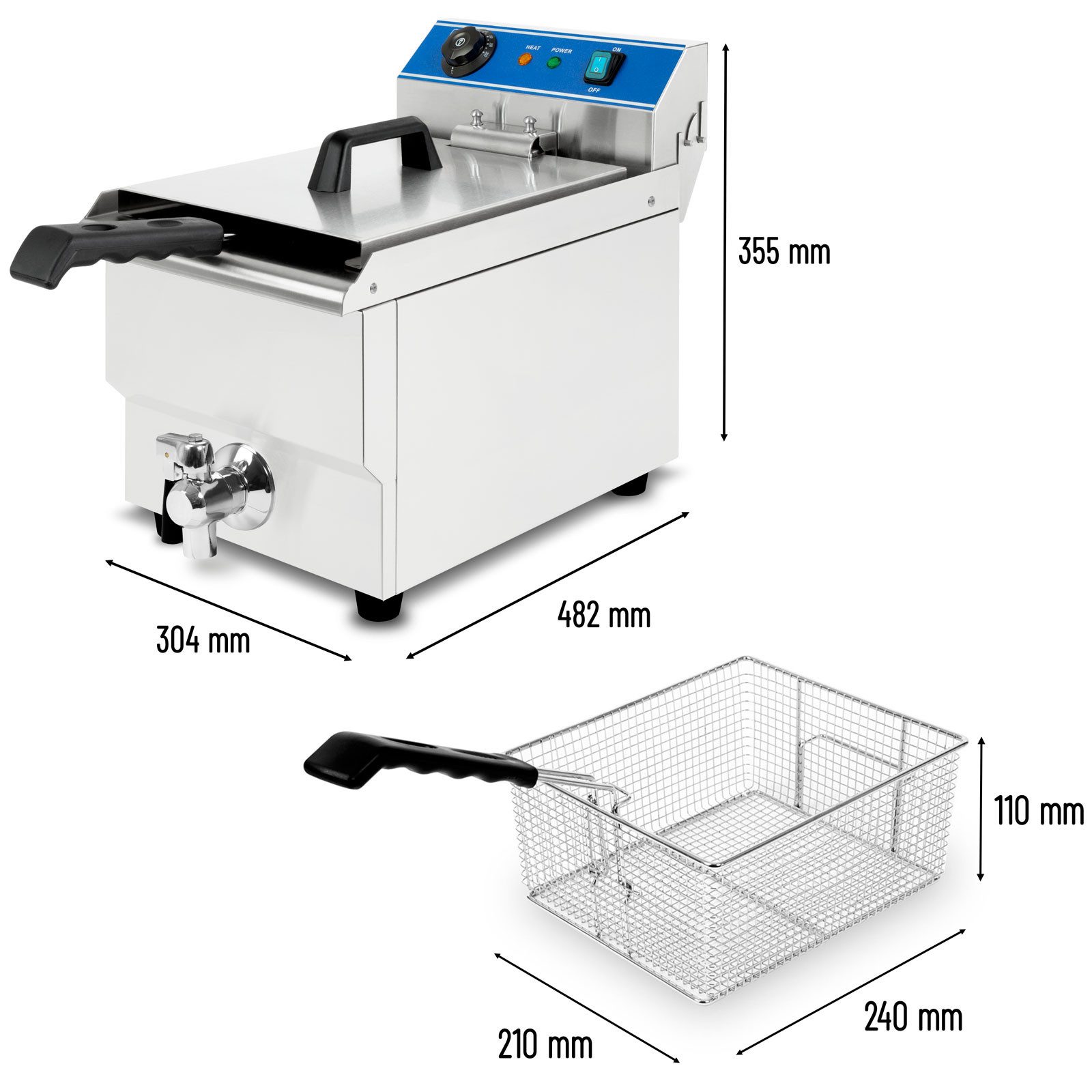 vertes Fritteuse, 3000 W, 50-200°C, 3000W, 230V, Kaltzonenprinzip