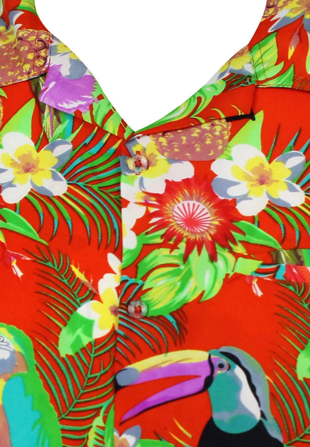 King Kameha Hawaiihemd Parrot Cockatoo Funky Hawaii-Hemd Kurzarm Front-Tasche Stylish Unisex