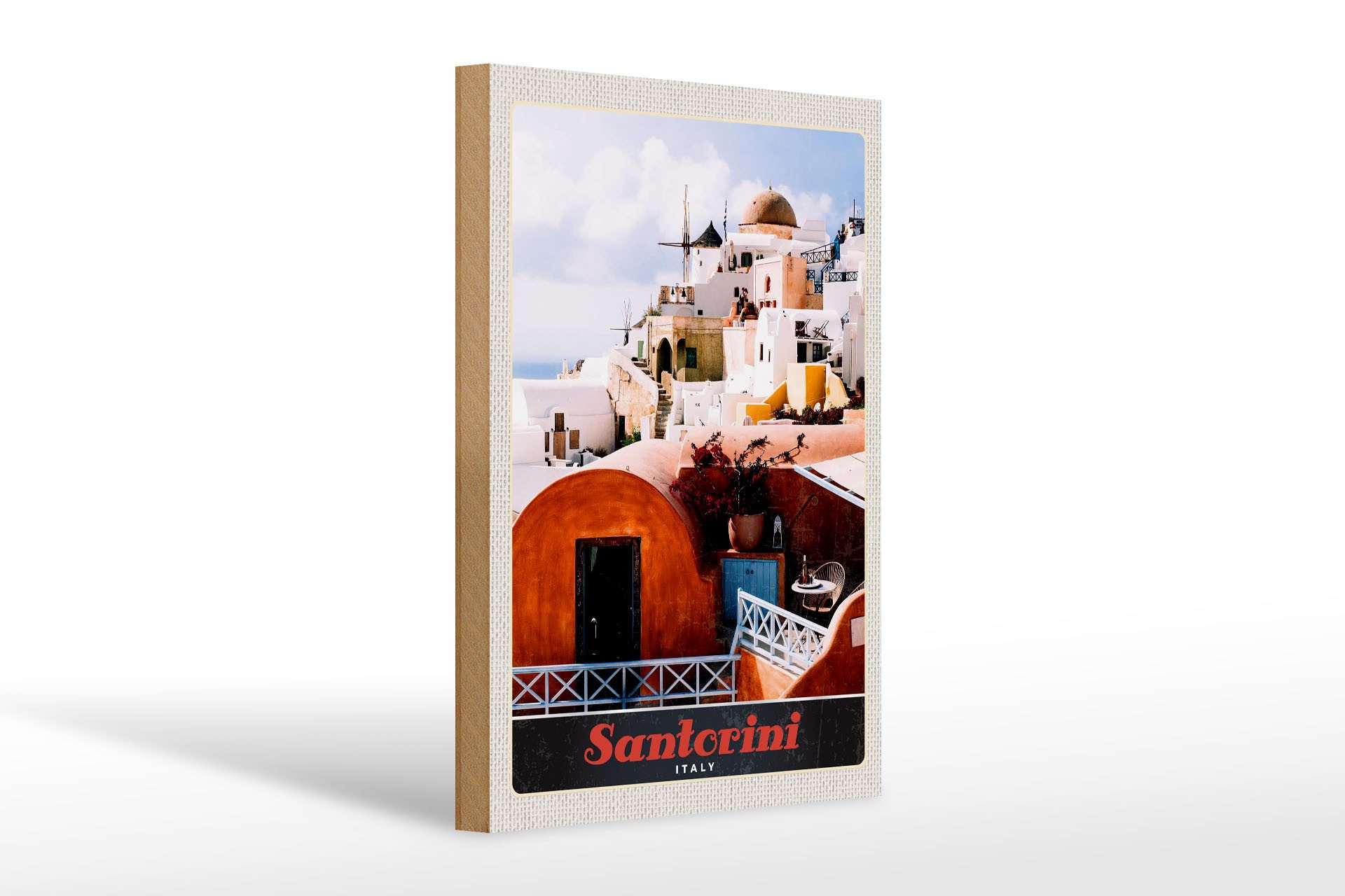 Holzbild Reise 20x30cm Santorini Griechenland Europa Insel