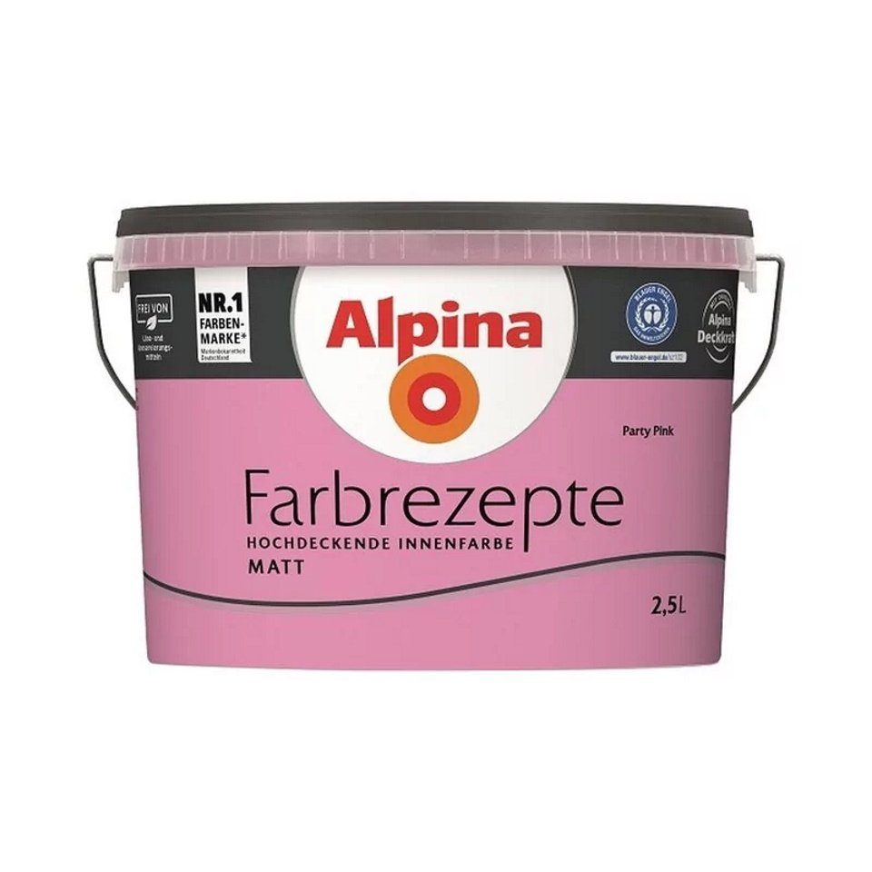 Alpina Wand- und Deckenfarbe Farbrezepte 2,5 L. Party Pink - Kräftiges Pink