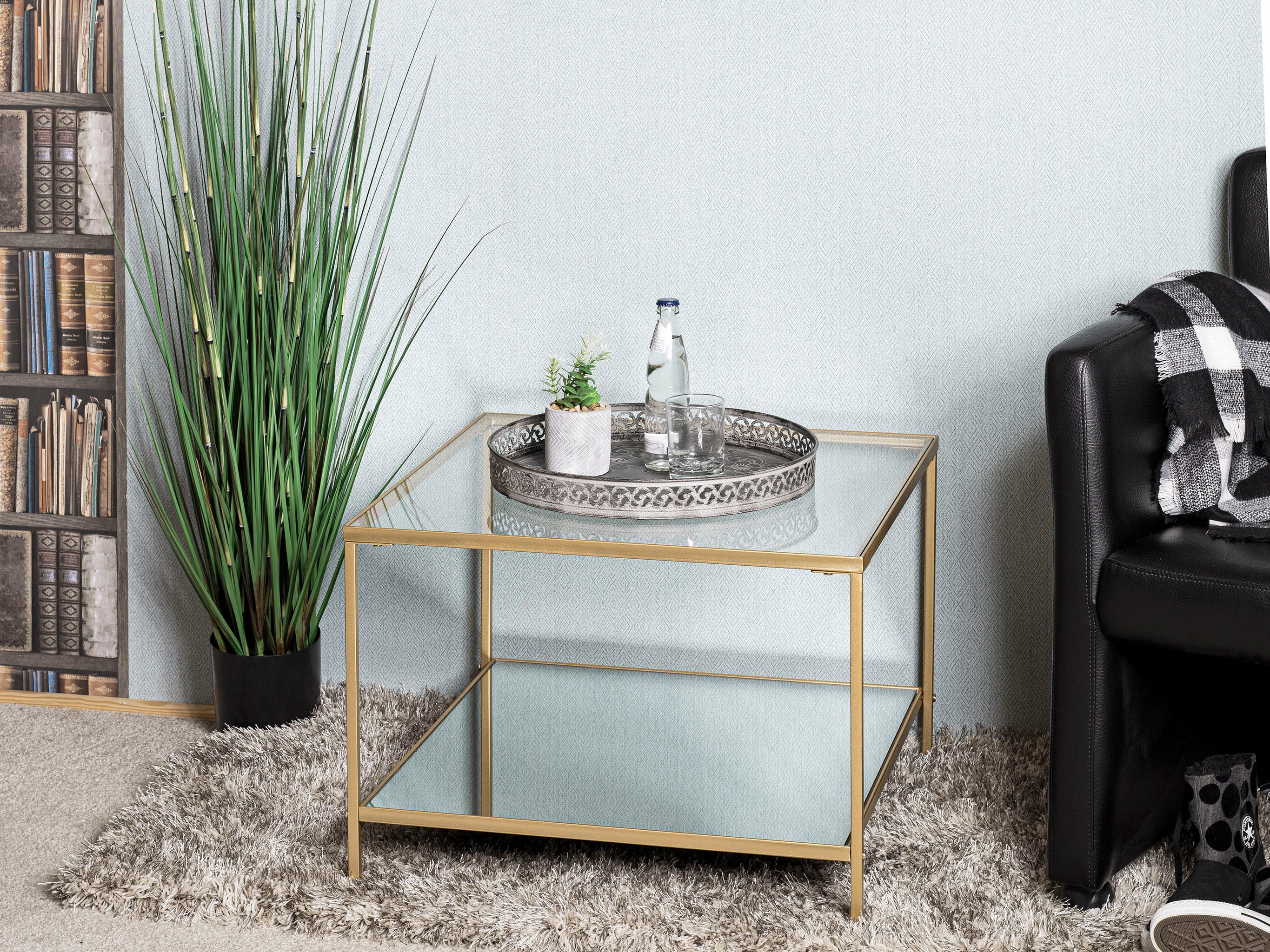 HAKU Beistelltisch Sofatisch, Wohnzimmertisch (1-St), quadratisch - aus Metall Gold B/T/H 60/60/45 cm
