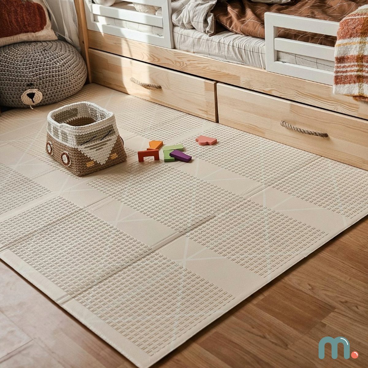 Mamabrum Spiel-Parkhaus Doppelseitig faltbare Schaumstoffmatte 180 x 120 x 1cm