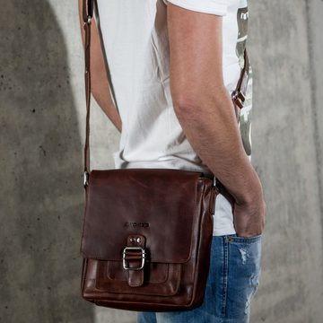 STOKED Messenger Bag Leder Umhängetasche Unisex NATHAN, Kuriertasche Echtleder, Businesstasche, Aktentasche Damen Herren braun