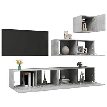 vidaXL TV-Schrank 4-tlg. TV-Schrank-Set Betongrau Holzwerkstoff (1-St)