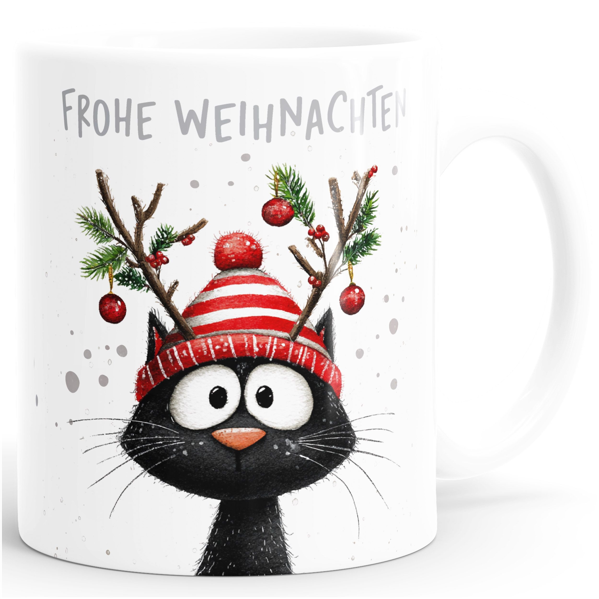 SpecialMe Tasse Schwarze Katze Weihnachtstasse, Lustige Kaffeetasse, Geschenkidee, Keramik