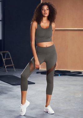 LASCANA ACTIVE Crop-Top -Sport Top mit Raffung und Mesheinsätze