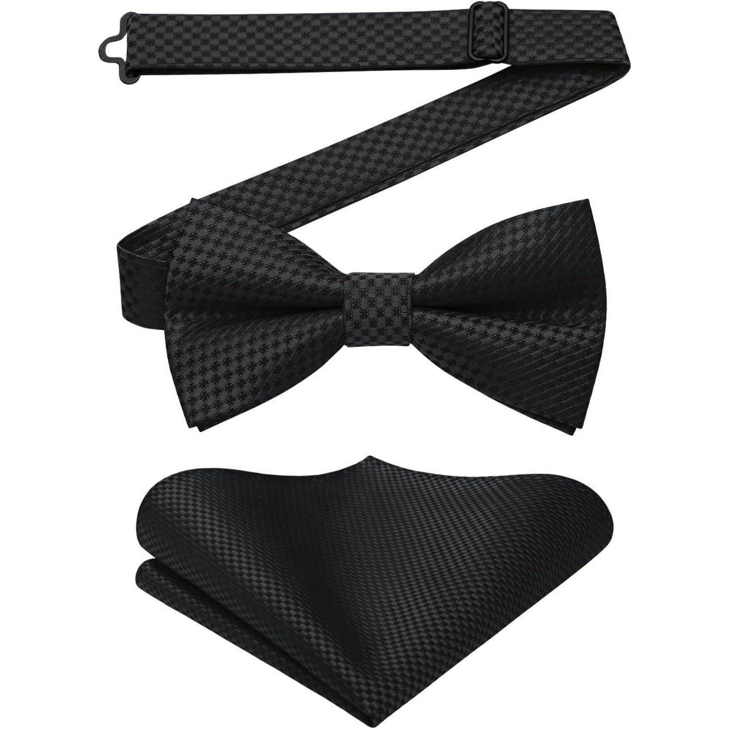 LuxusKollektion Fliege Fliege Herren Hochzeit Einstecktuch Vorgebunden Set Schwarz (1-St)