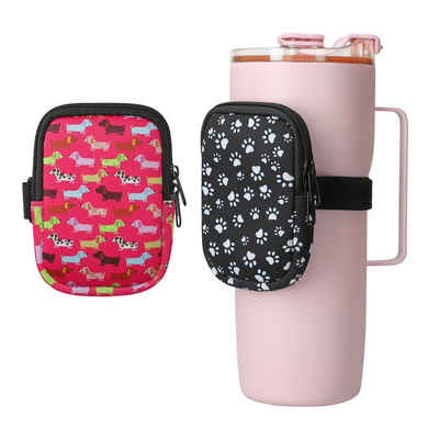 kwmobile Sleeve 2x Neopren Tasche für Tumbler Trinkflasche - Tragetasche für Flaschen, Kleine Schutztasche mit Reißverschluss und Gummiband