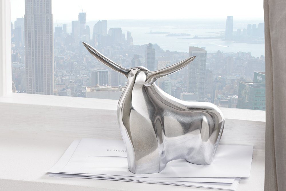 riess-ambiente Dekofigur BIG BULL silber, Metall · Tierfigur · Modern Design · Briefbeschwerer · Stierfigur