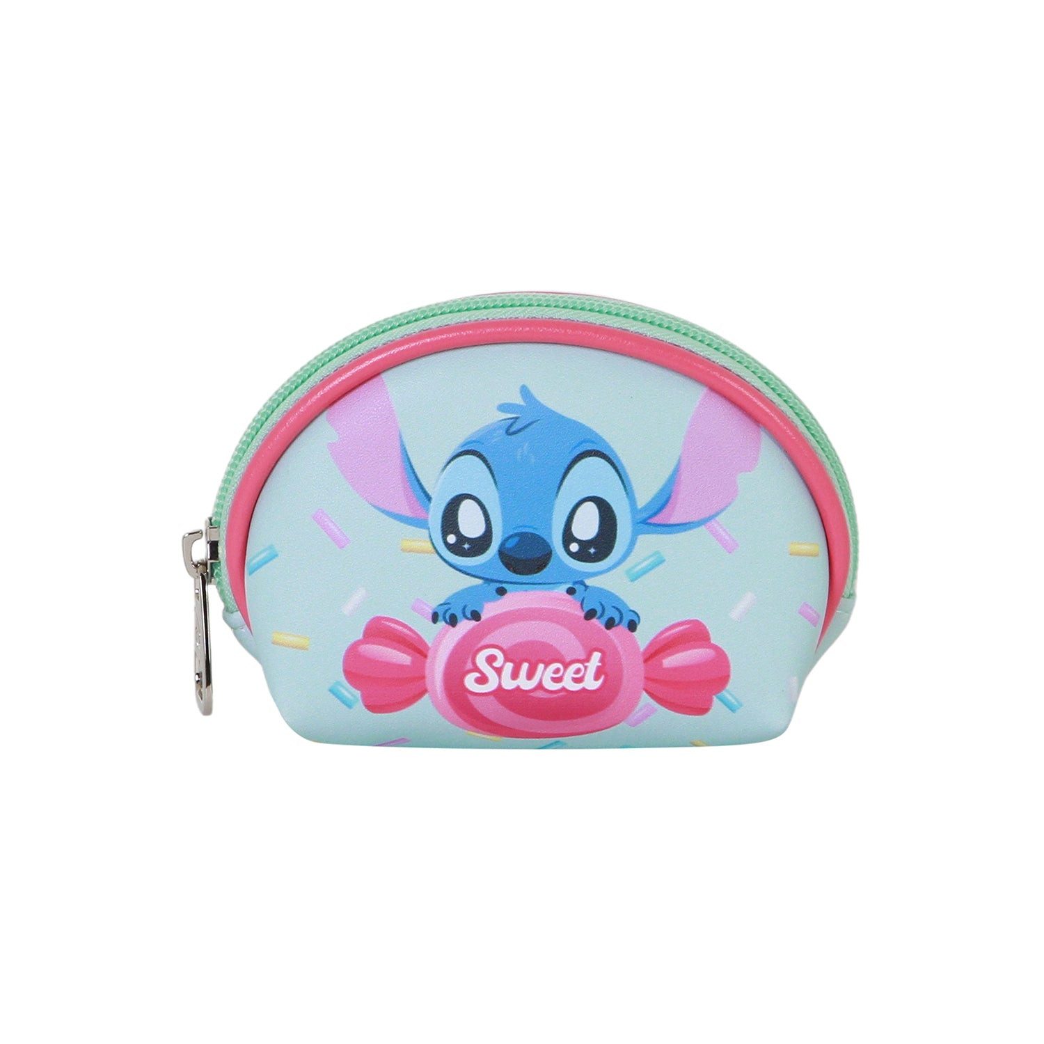 Karactermania Mini Geldbörse Disney Lilo und Stitch Kinderportemonnaie Geldbeutel für Kinder, ovale Form, ein Münzfach, Reißverschluss