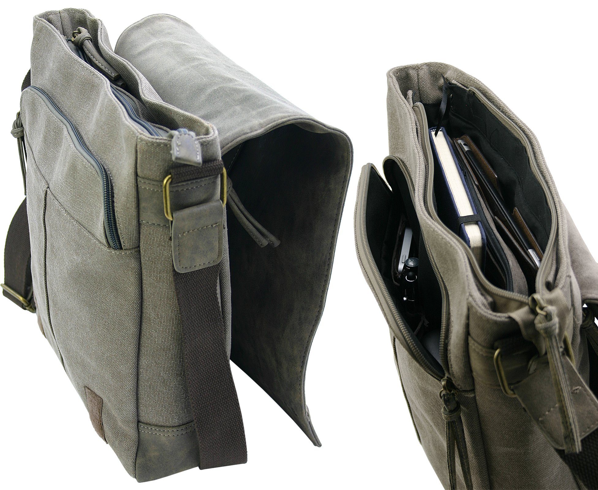 J JONES JENNIFER JONES Schultertasche Umhängetasche aus Canvas - Messenger Bag in 3 Größen