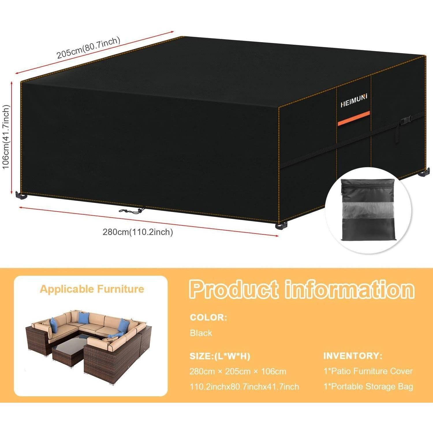 LuxusKollektion Gartenmöbel-Schutzhülle Gartenmöbel Abdeckung Wasserdicht Winterfest Balkonmöbel 280x205x106cm