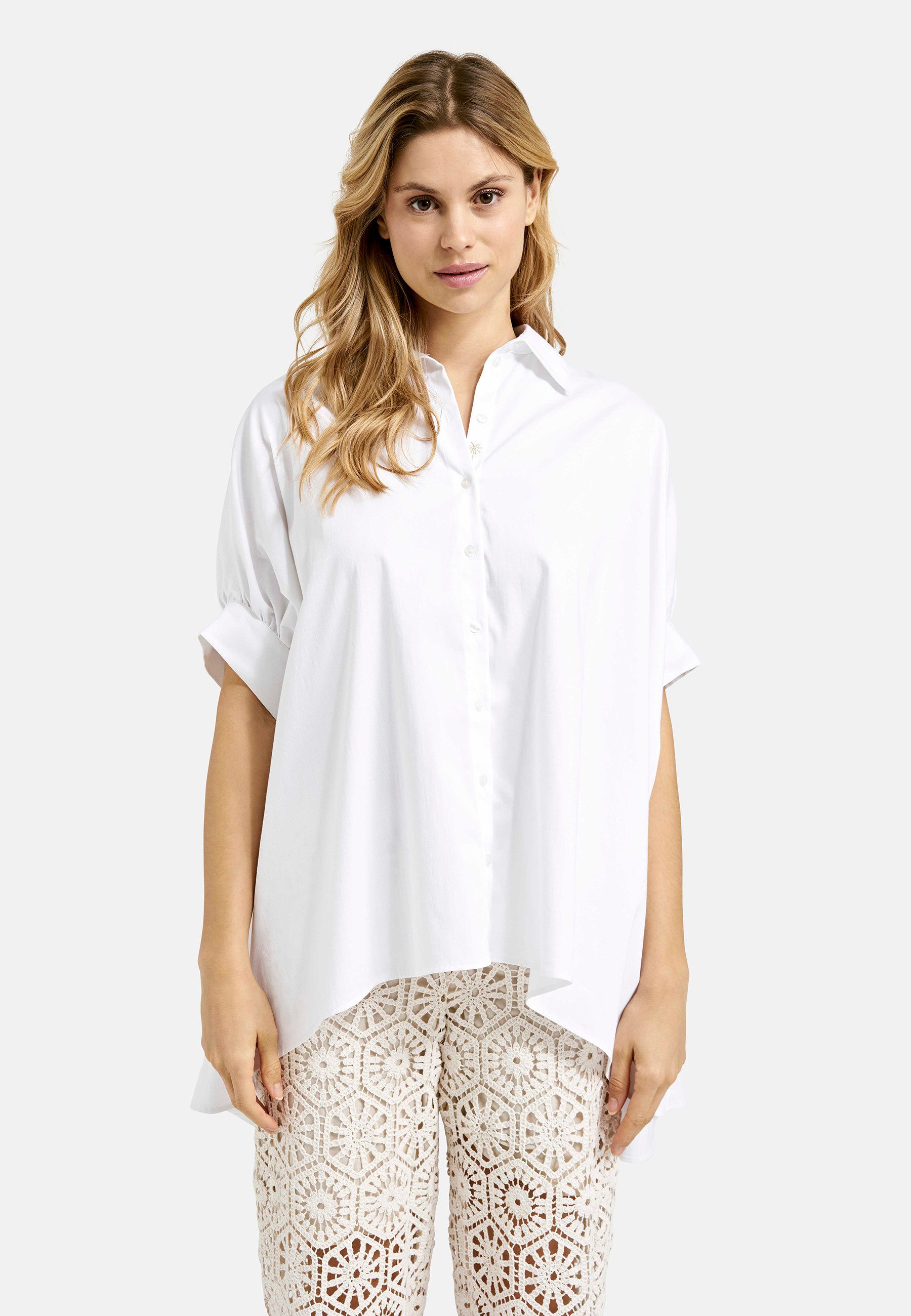 Kurzarmbluse Smith & Soul Oversize-Bluse mit Hemdkragen in Whit