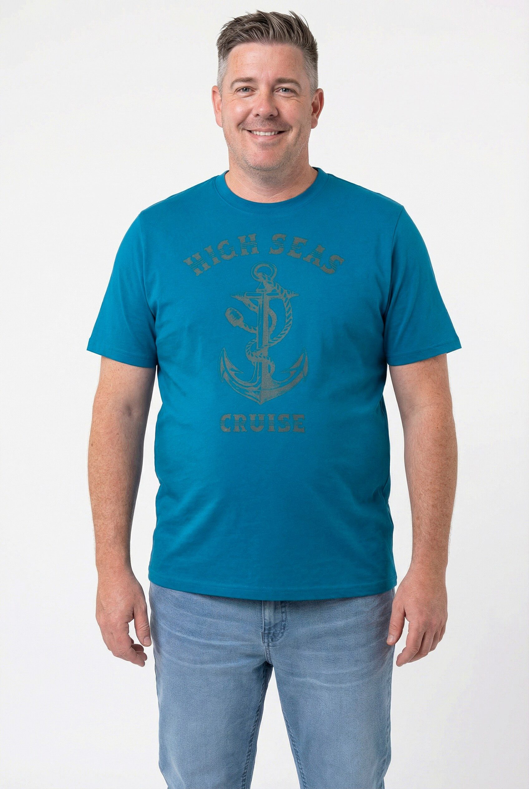 Men Plus T-Shirt T-Shirts Doppelpack Brustprint Halbarm günstig online kaufen