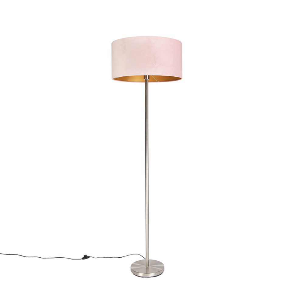 Qazqa Stehlampe Simplo, ohne Leuchtmittel, E27, Rosa, Stahl, 1-flammig