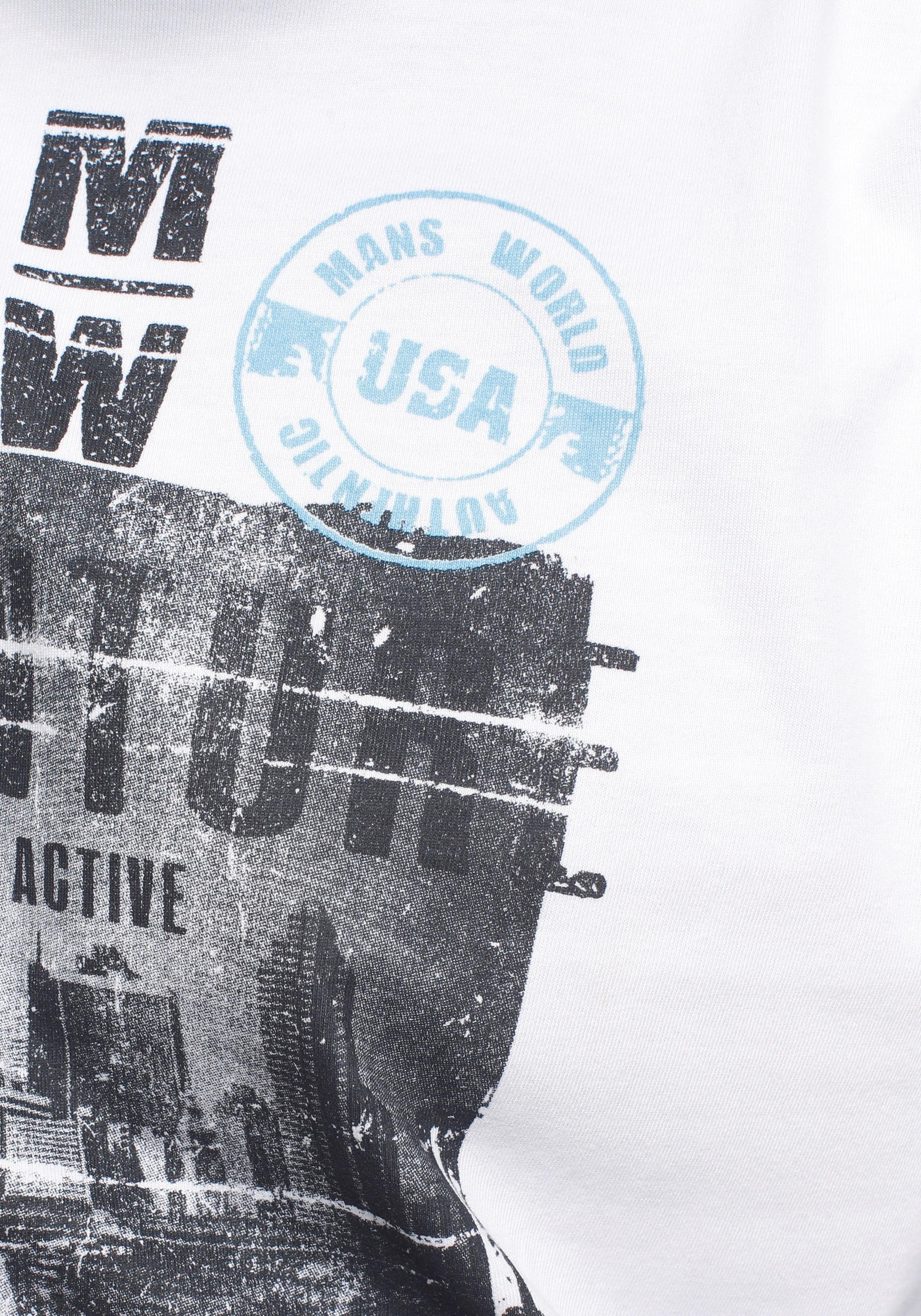 Man's World Langarmshirt langärmelige, bedruckt, Rundhalsausschnitt, aus Baumwolle