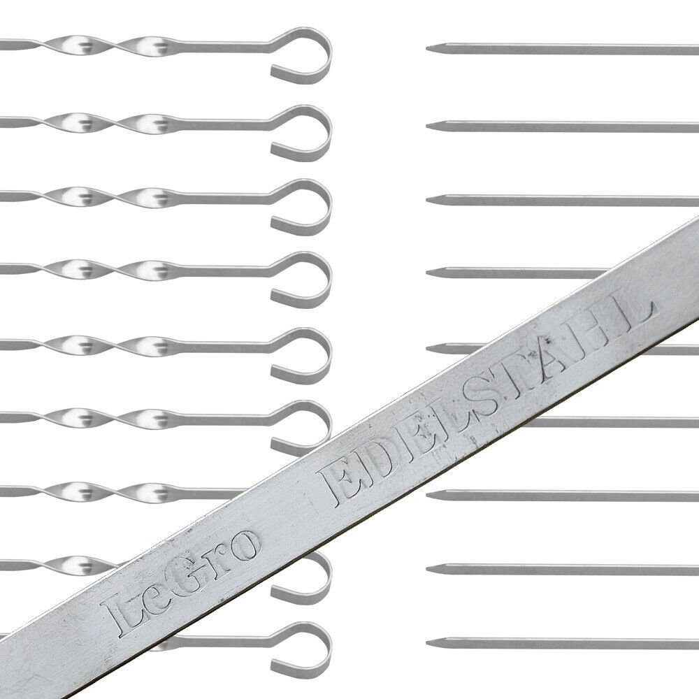 Olymp Handels GmbH Schaschlikspieße Schaschlik Spieße Edelstahl 10 Stück 60 cm mit Tasche Mangal Grill