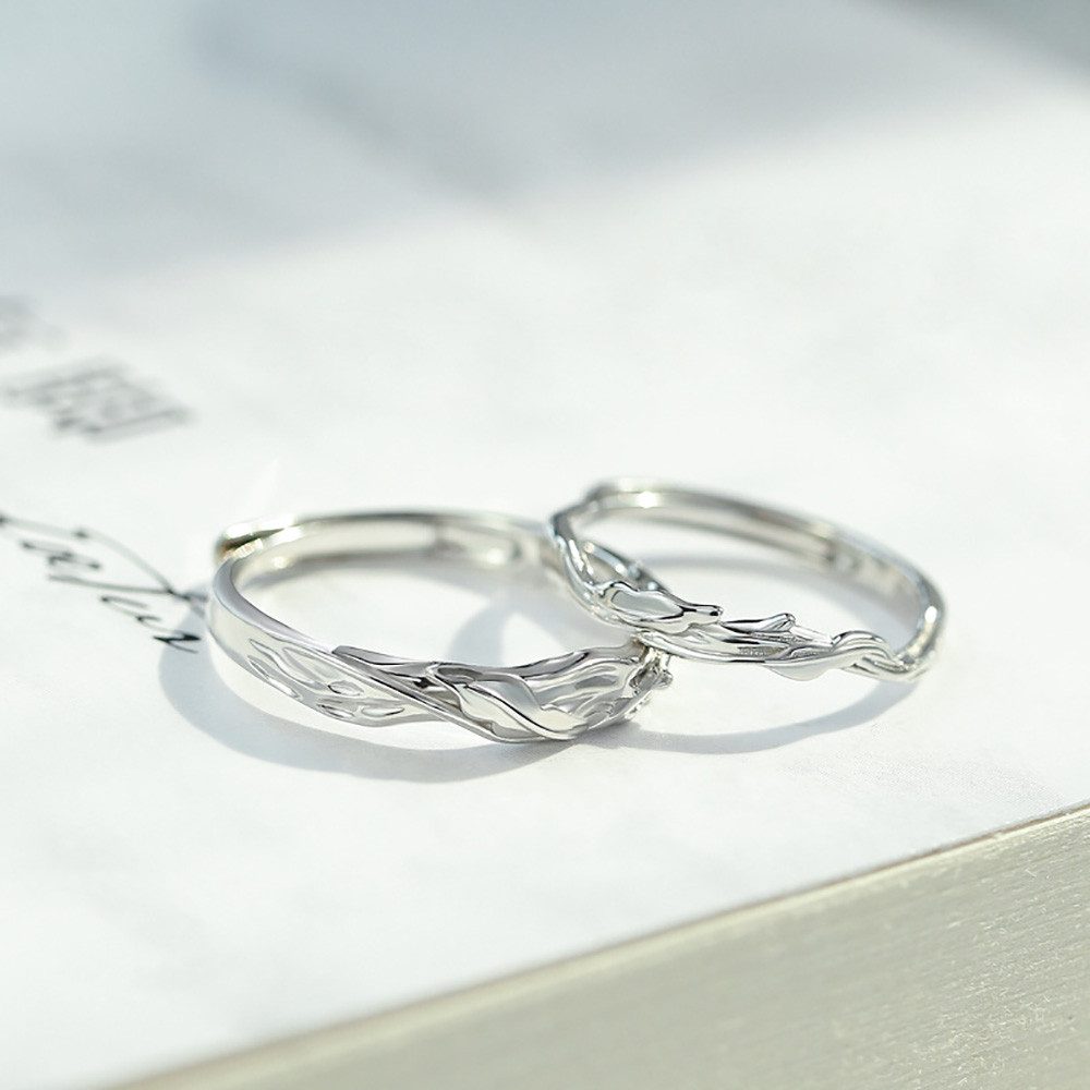 AquaBreeze Partnerring S925 Sterling Silber Ring für Paare (2-tlg., Verstellbarer Öffnungsring), Geeignet für Männer und Frauen