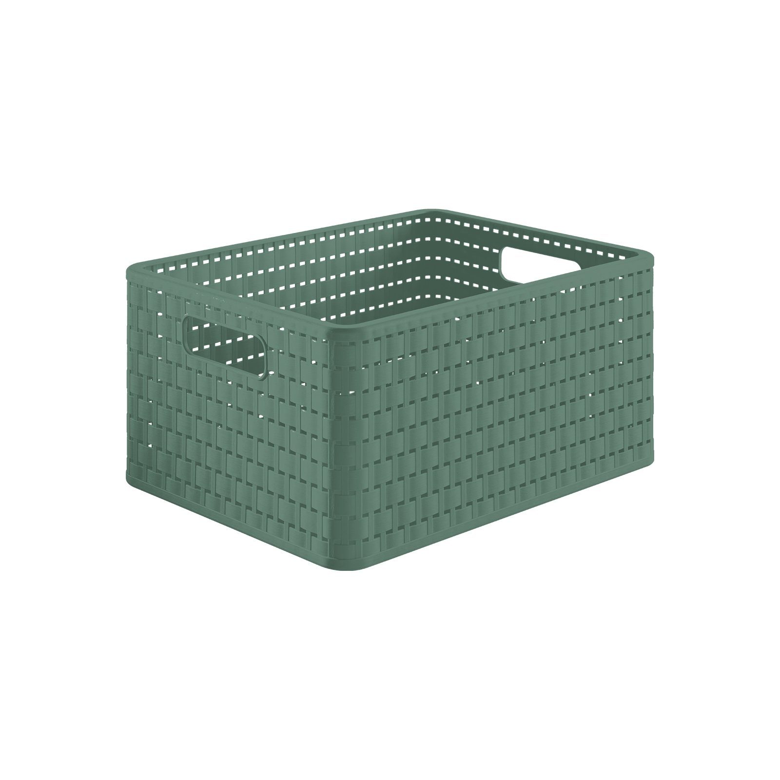 ROTHO Aufbewahrungsbox Country Aufbewahrungskiste 18l in Rattan-Optik, Kunststoff (PP) BPA-frei Mistletoe grün
