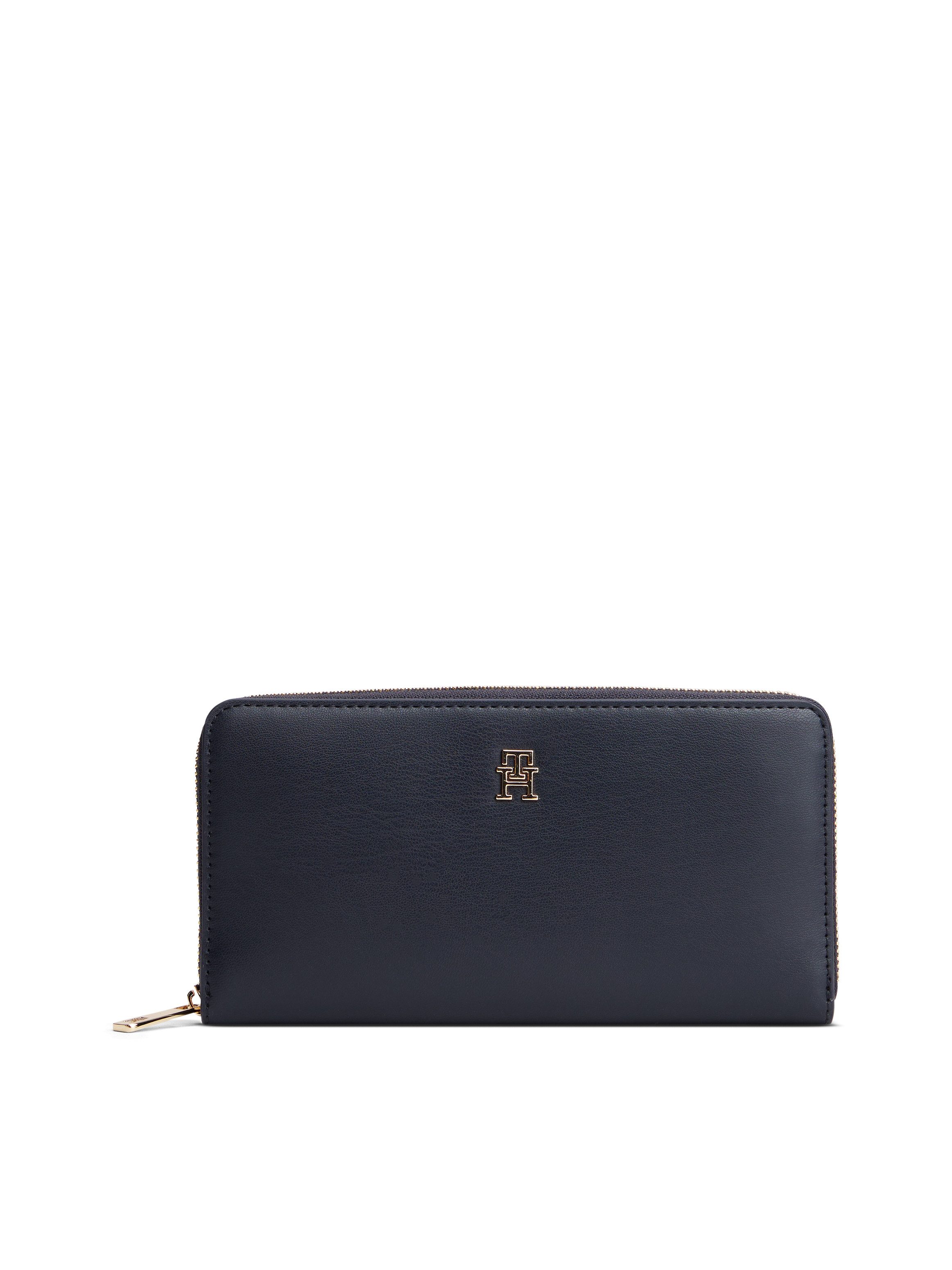 Tommy Hilfiger Geldbörse TH ICON LRG ZA, Damen Geldbeutel, Portemonnaie mit edlem TH-Logoelement