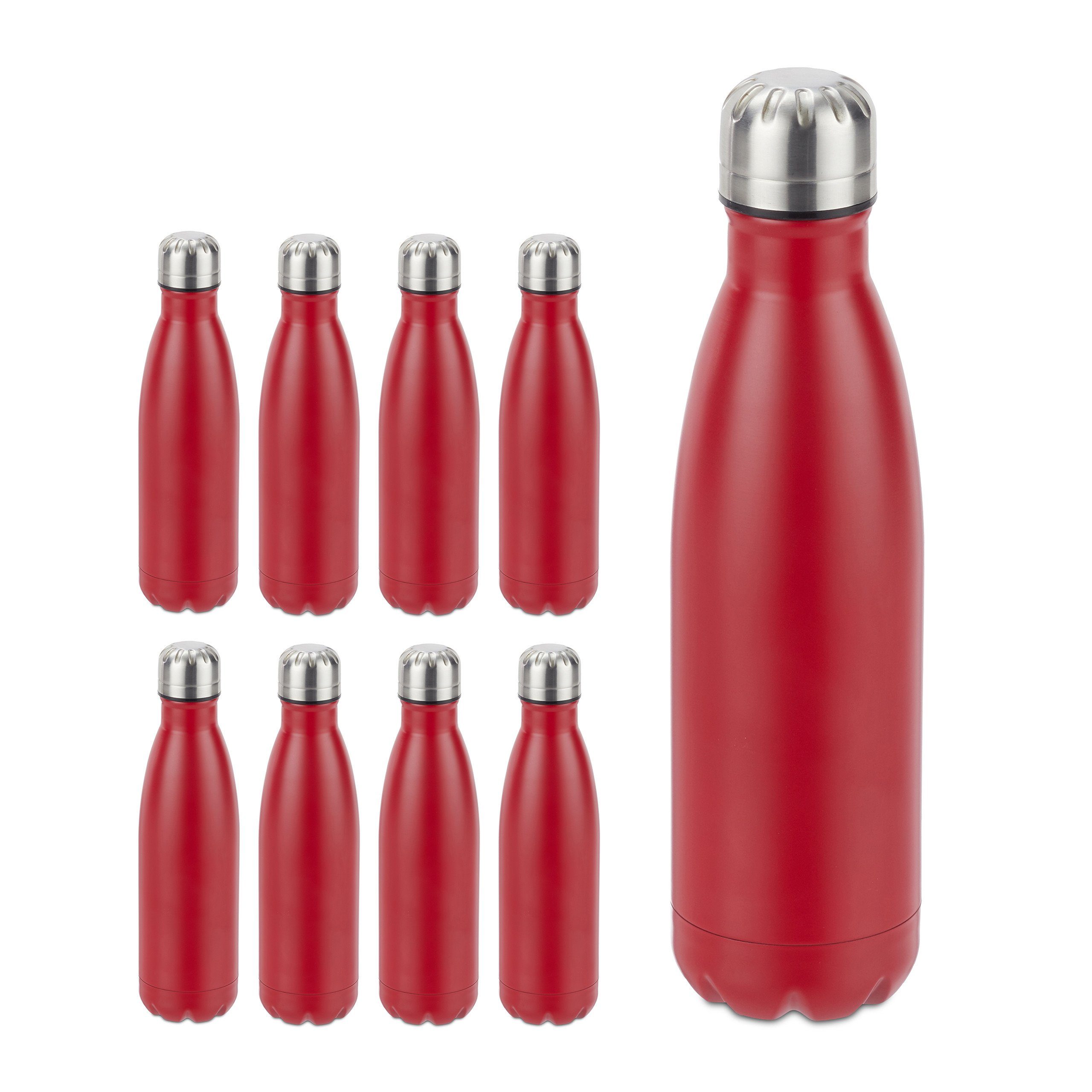 Isolierflasche 9 x Trinkflasche Edelstahl rot