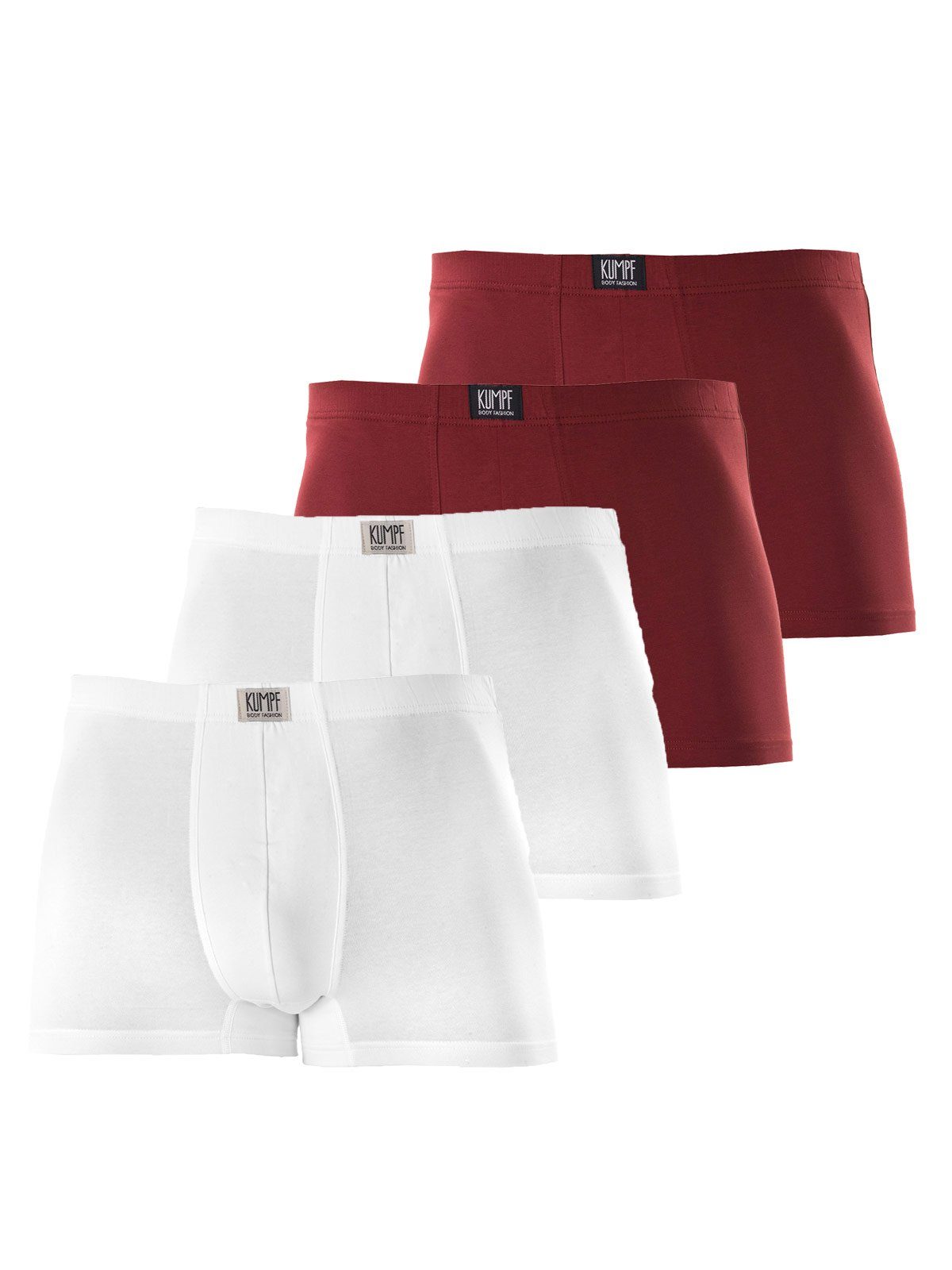 KUMPF Retro Pants 4er Sparpack Herren Pants Bio Cotton (Spar-Set, 4-St) hohe Markenqualität weinrot weiss