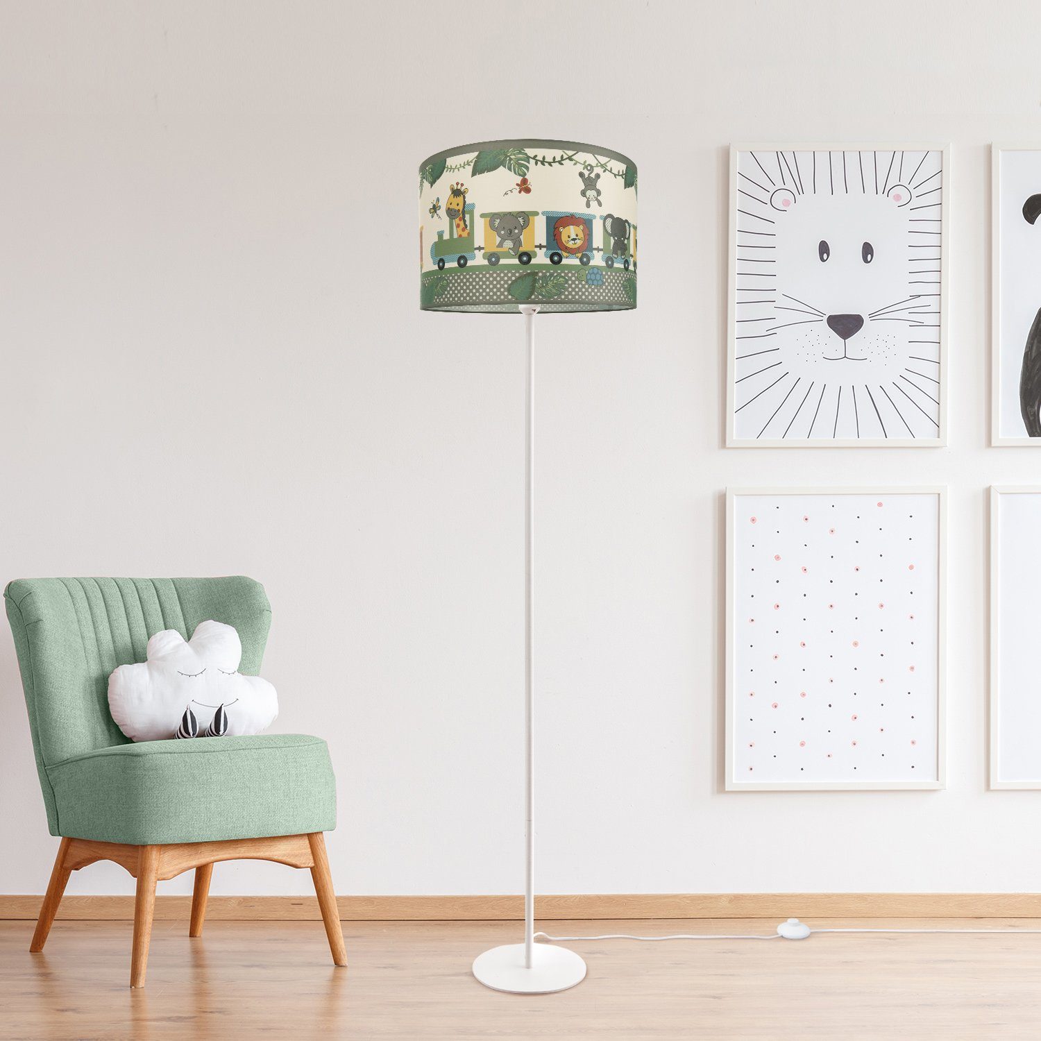Home Diamond 635, E27 Leuchtmittel, Lampe ohne Kinderzimmer Mit Tieren LED Stehleuchte Paco Kinderlampe Stehlampe Zug
