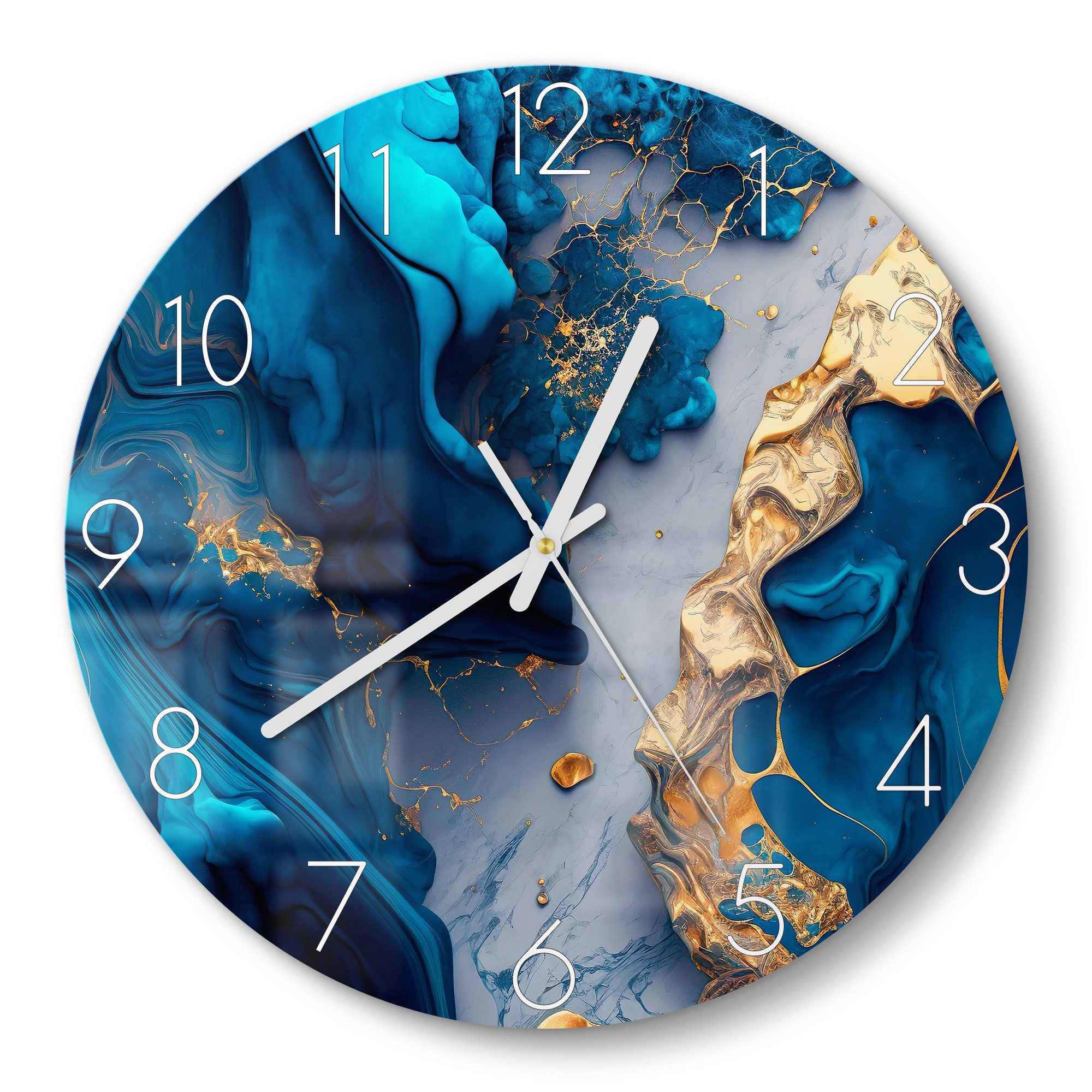 DEQORI Wanduhr 'Goldene Tiefen' (Glas Glasuhr modern Wand Uhr Design Küchen günstig online kaufen