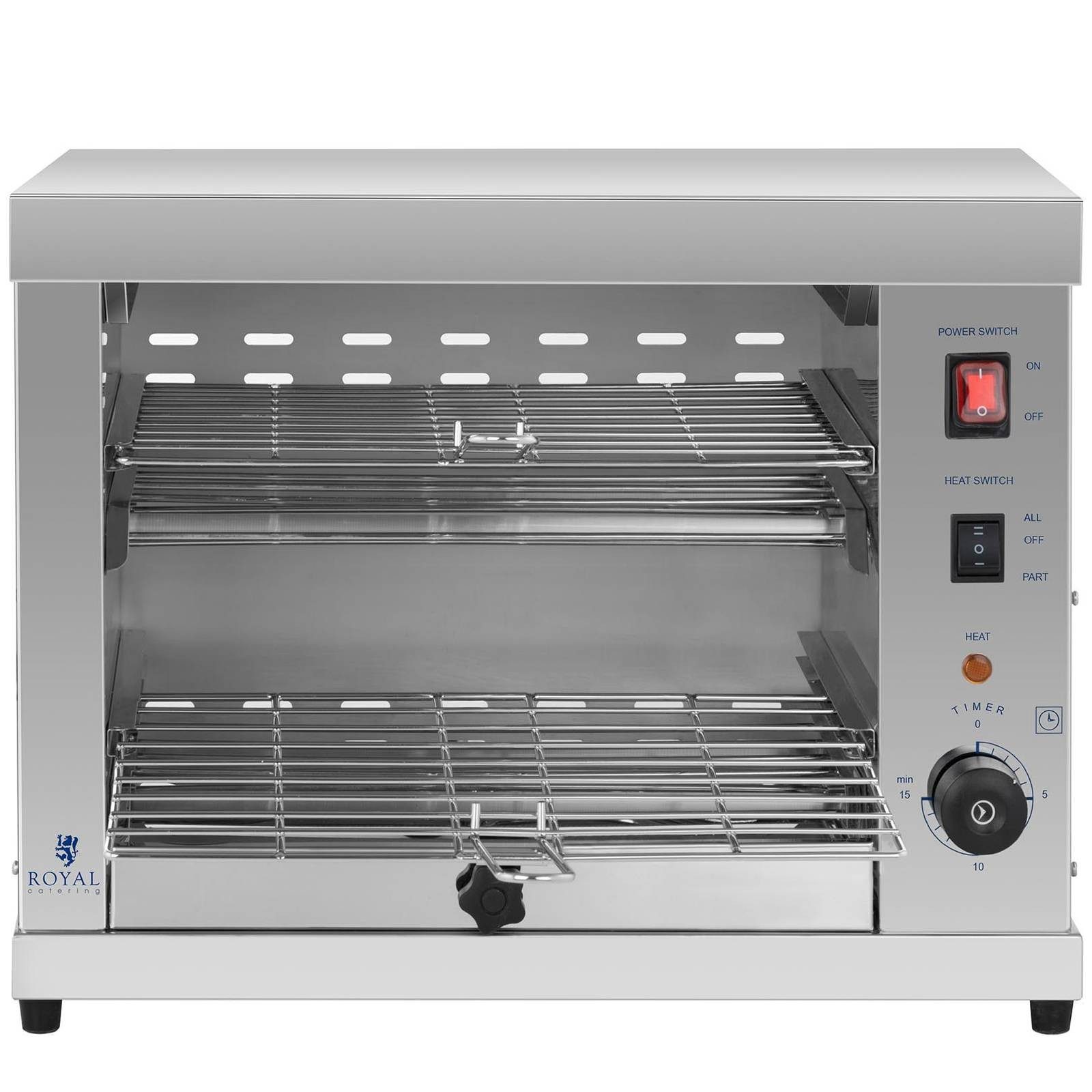 Royal Catering Elektrogrill Salamander Toaster Überbackgerät Toast Gastro Ofen Mit Timer 3250W, 3250 W