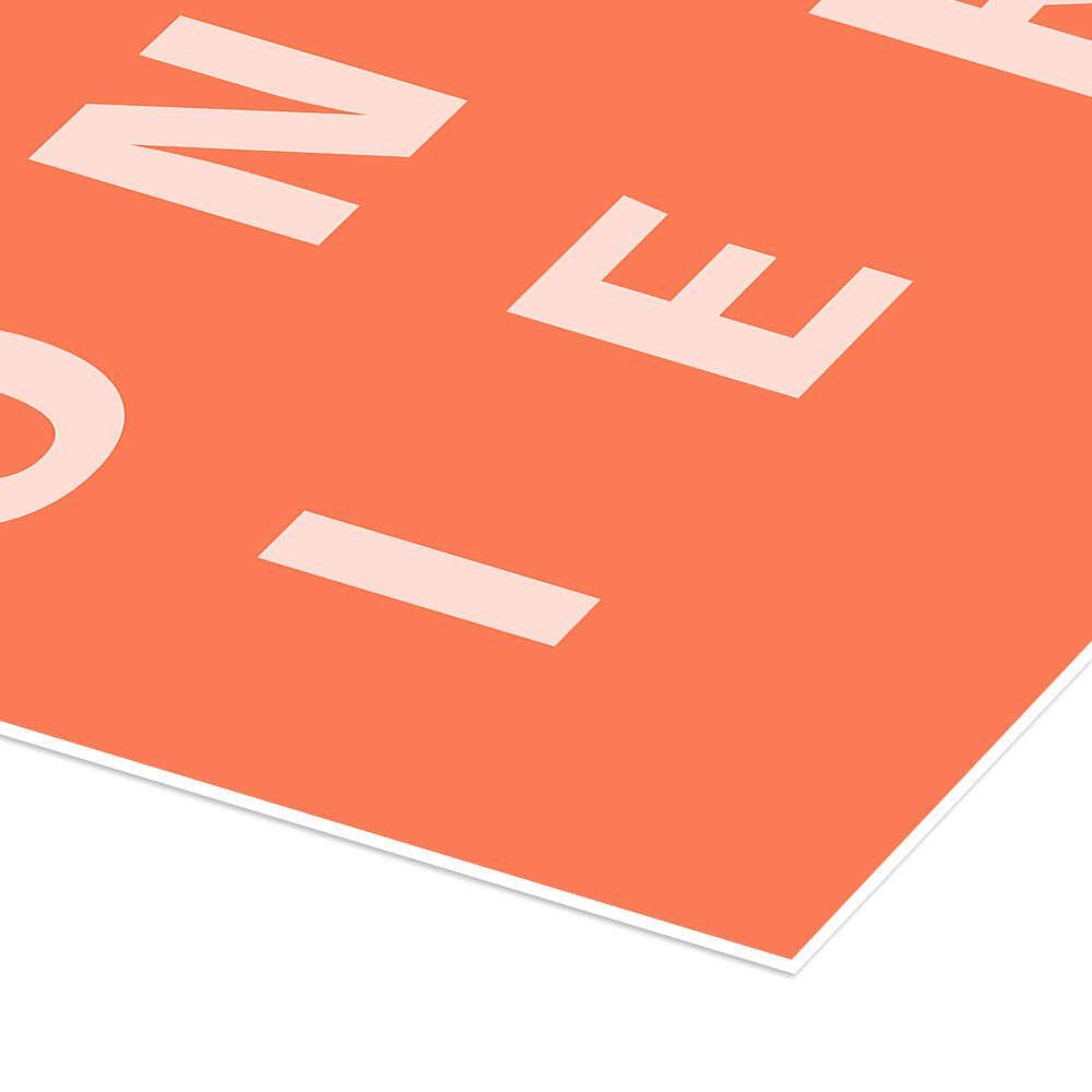 Posterlounge Wandbild Peach Fuzz Schön Hier, Typobox, erhältlich als Poster, Leinwandbild, Wandsticker oder Acrylglasbild