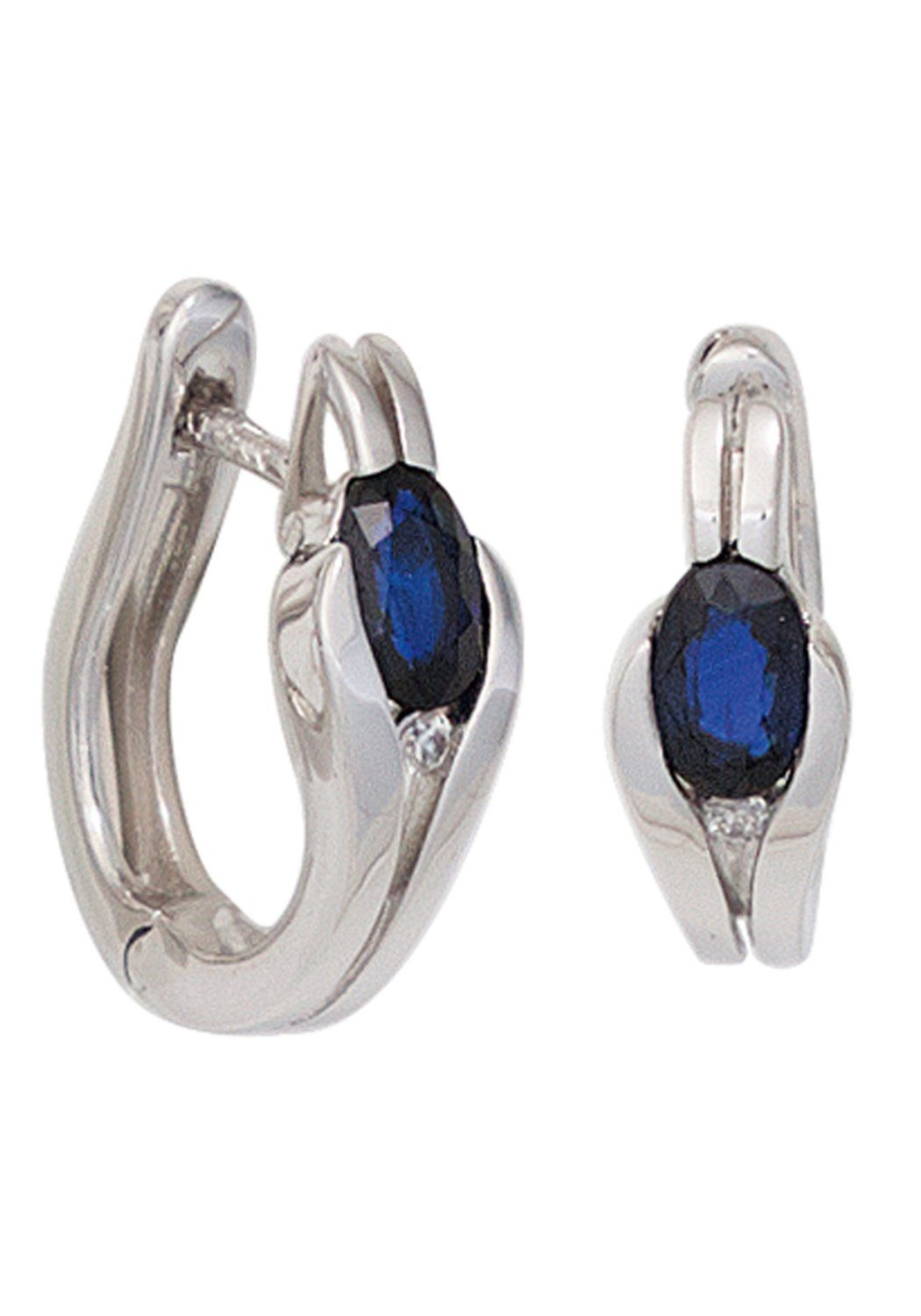 JOBO Paar Creolen Ohrringe mit Safir und...