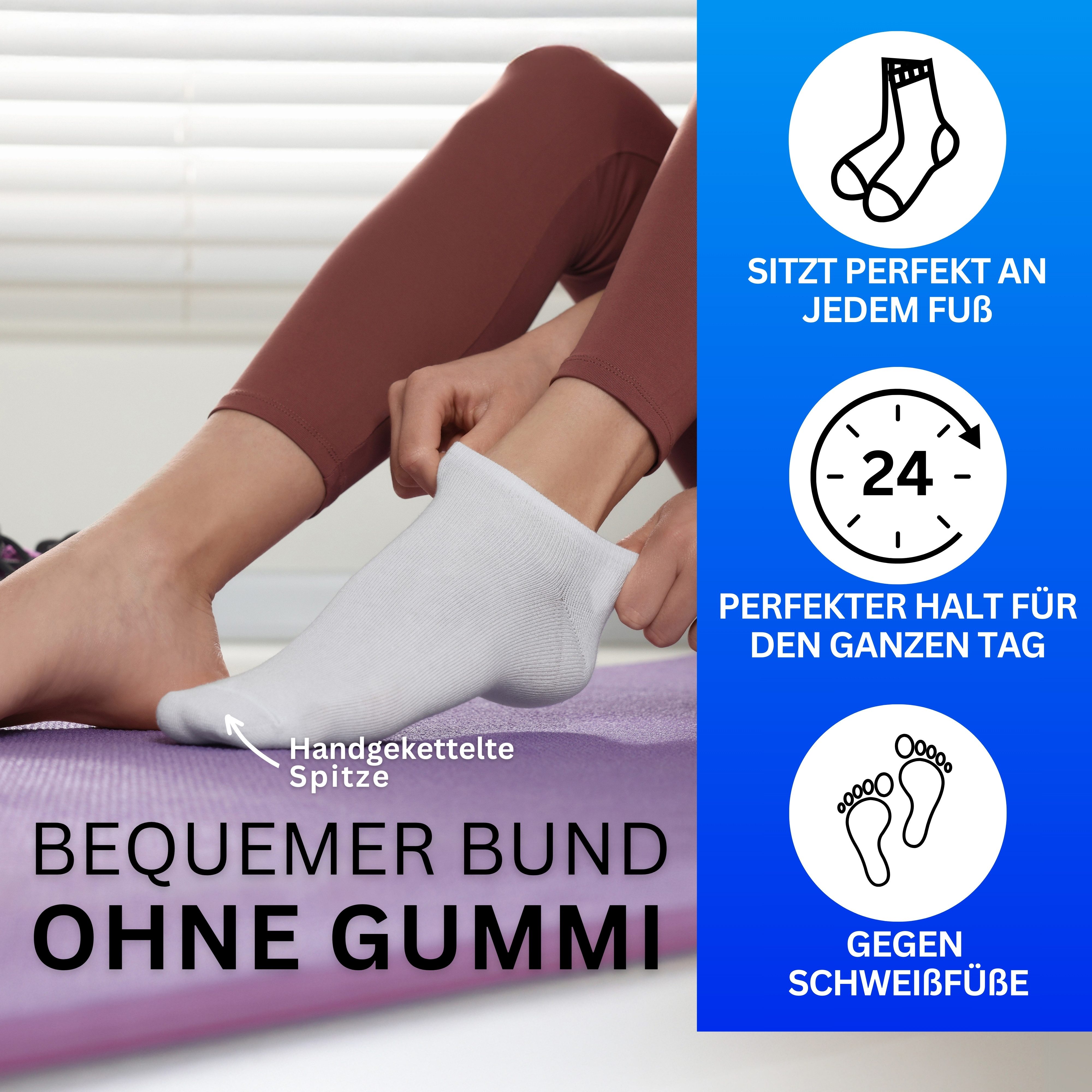 MEDOLY Sneakersocken Bambus Sneaker-Socken gegen Schweißfüße, mit 70% Viskose (9 Paar) aus Bambus-Zellstoff, ohne störenden Gummibund