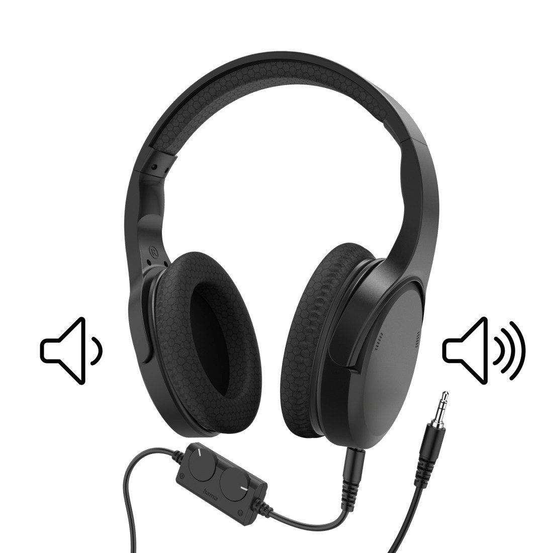 Hama TV-Kopfhörer (6 m langes Kabel, getrennte Lautstärke links u. rechts) HiFi-Kopfhörer