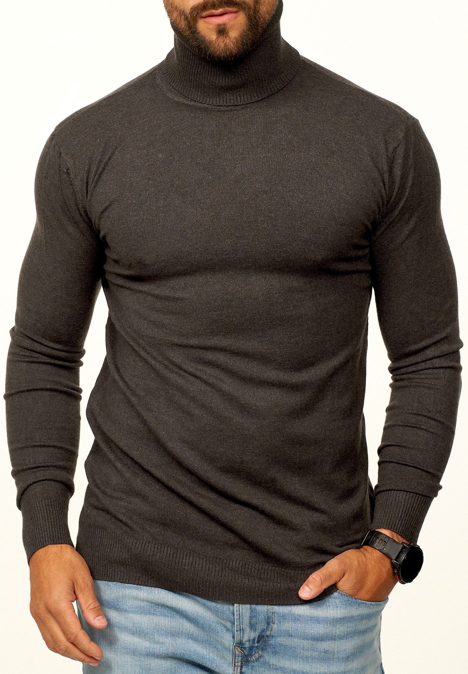 DAILY COTTON Rollkragenpullover als Feinstrick Pulli in Slim Fit für Herren Männer Winterpullover - Casual & Business Look Rolli