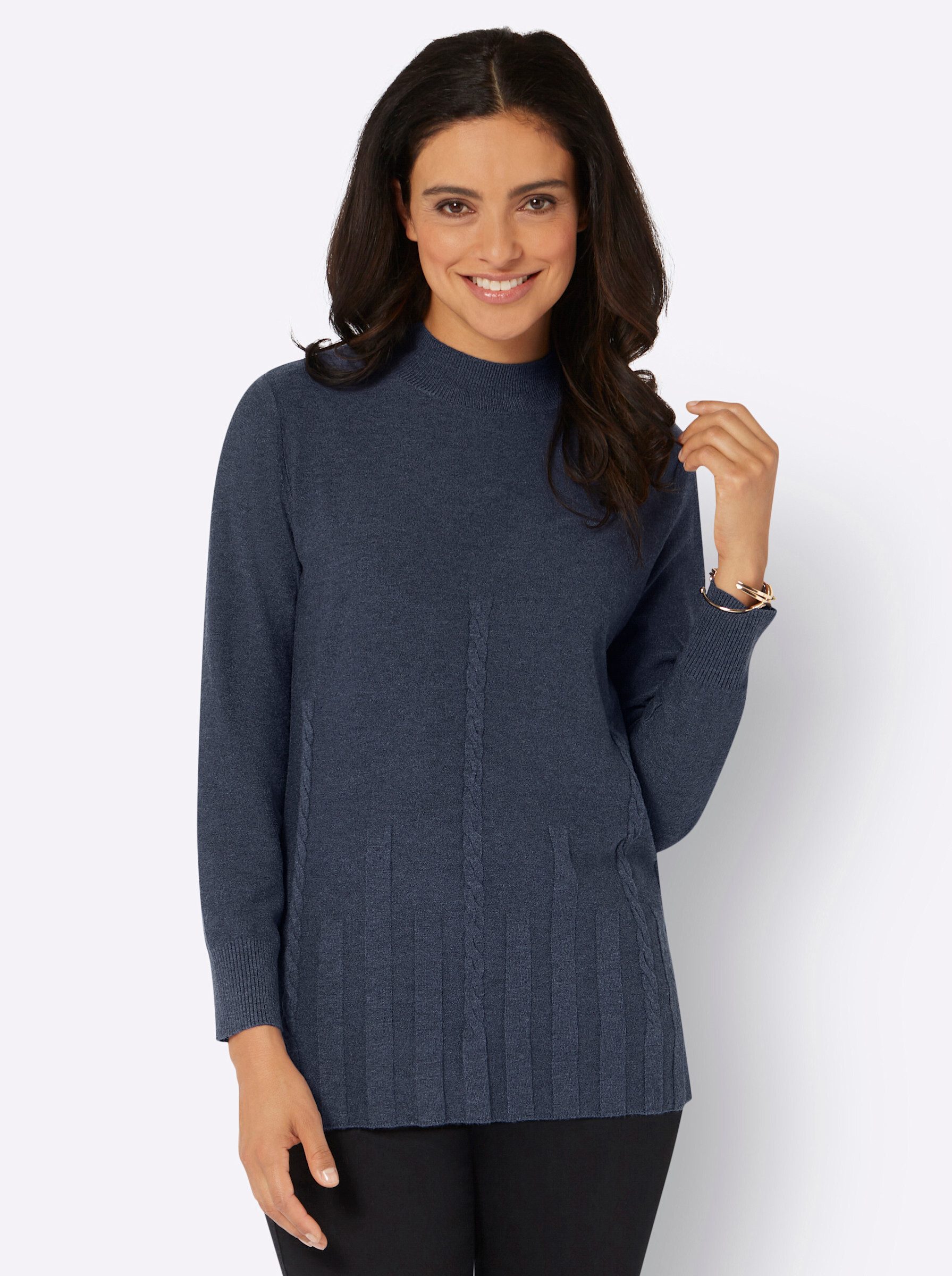 Merino Strick Stehkragen Pullover In Petrol   Im . Online Shop