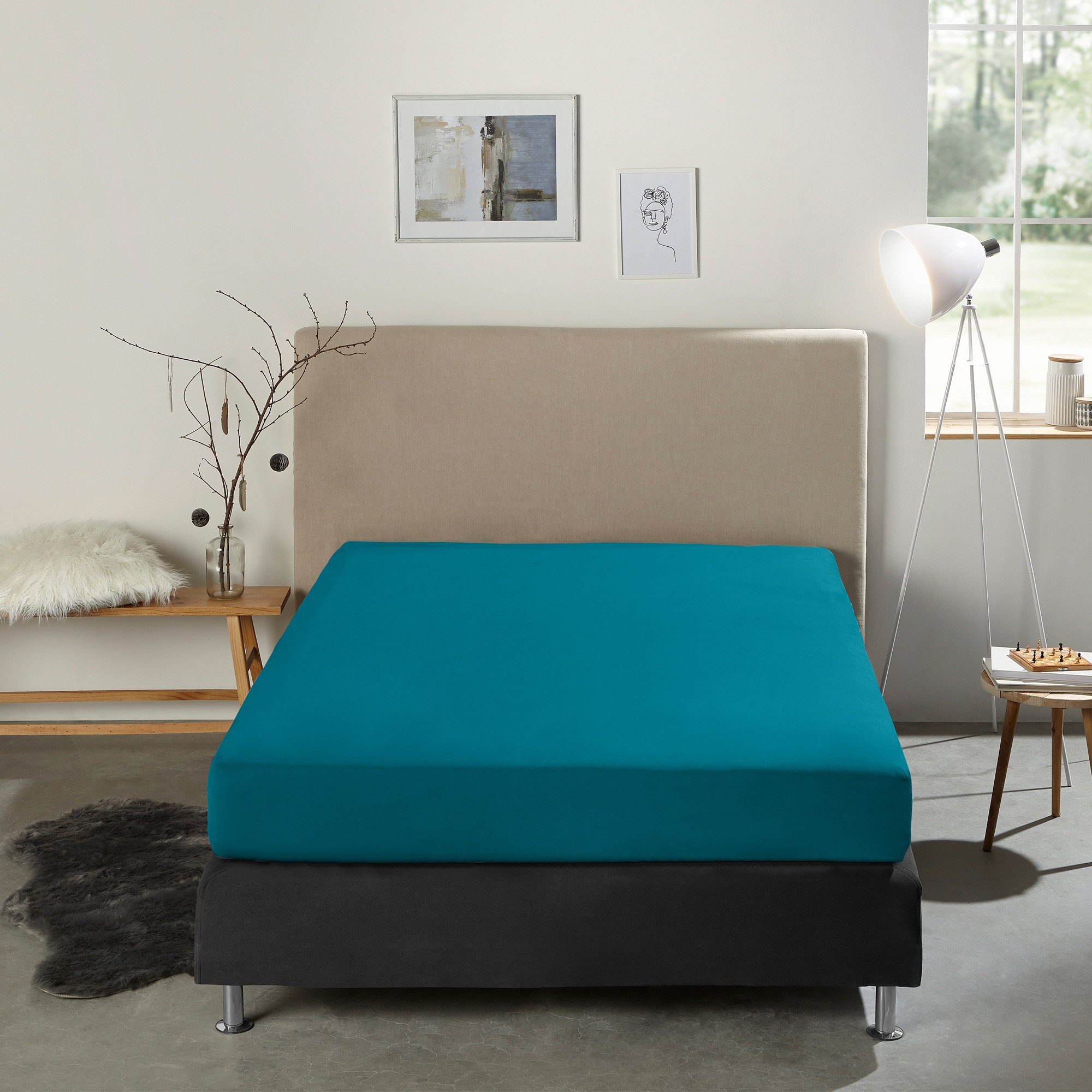 REDBEST Spannbettlaken Boxspring-Spannbettlaken "Denver", Jersey, Gummizug: Rundumgummi, (1 Stück), Elasthan-Jersey-Stretch Uni – Bild 3 von 4
