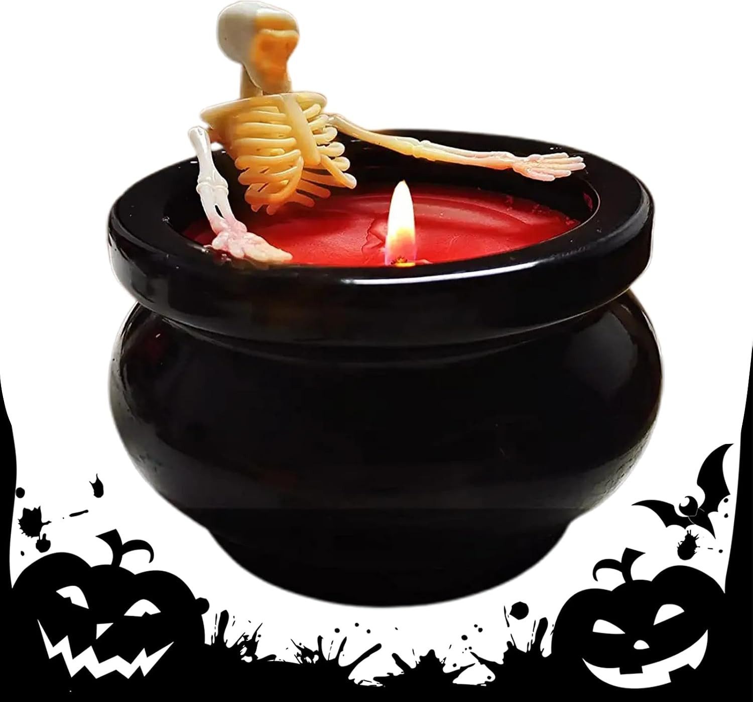 FELIXLEO LED Dekolicht Halloween Kerzen, Skelett Deko, langlebiges Leuchtwachs