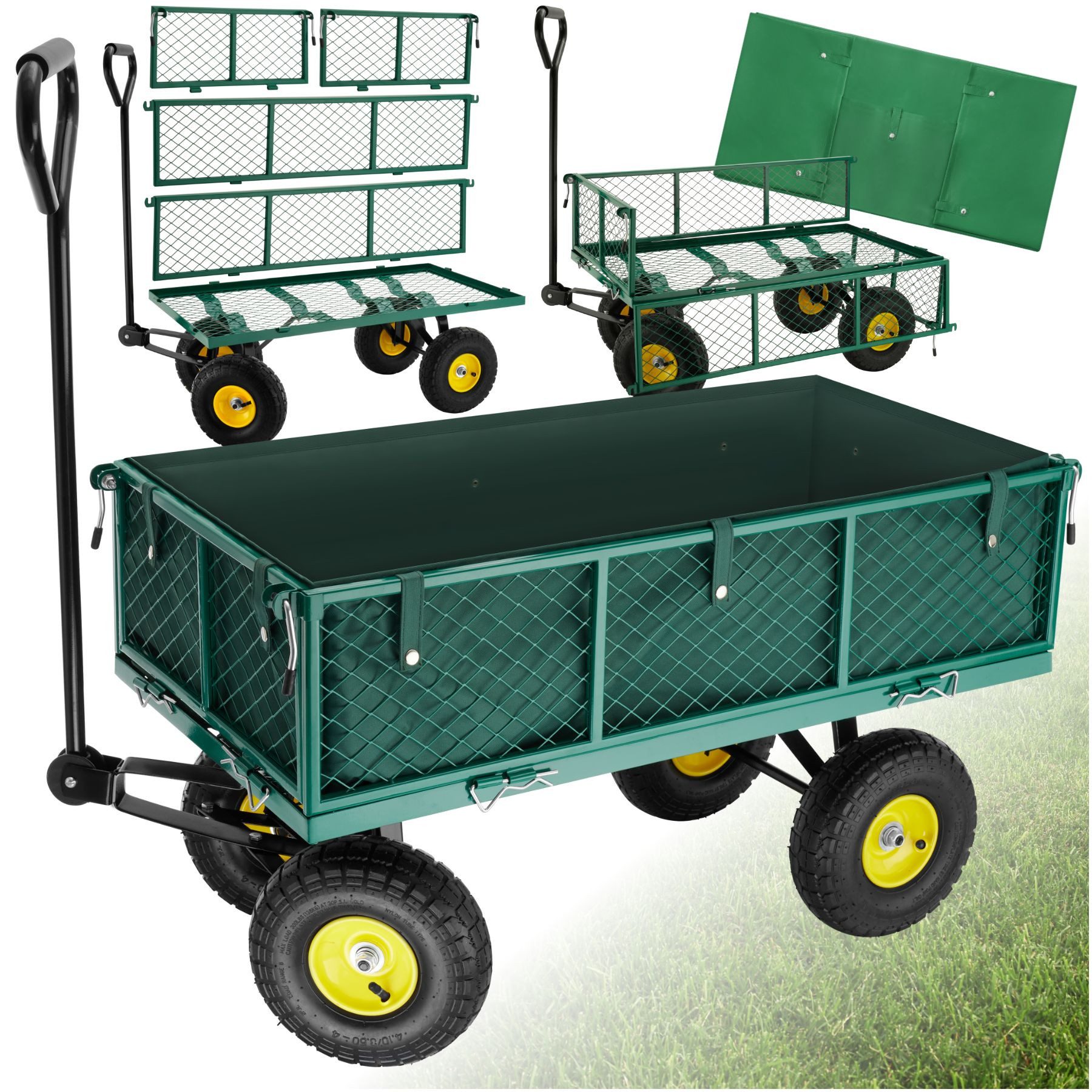 tectake Тележки Transportwagen max. 350kg (1-tlg), mit klappbaren Seitenwänden