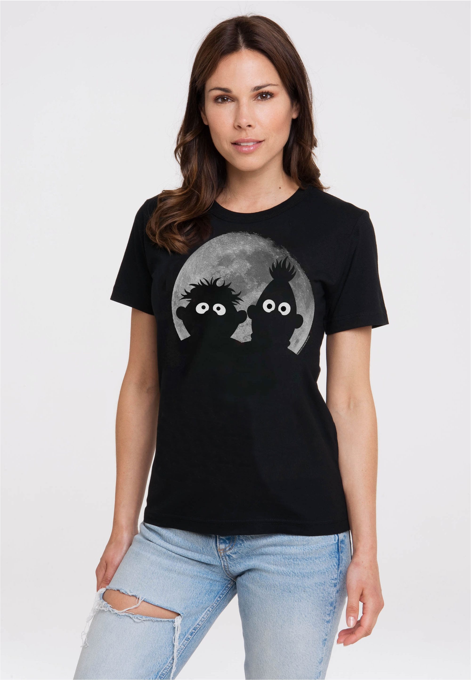 LOGOSHIRT T-Shirt Sesamstrasse - Ernie & Bert, Mond mit coolem Frontprint
