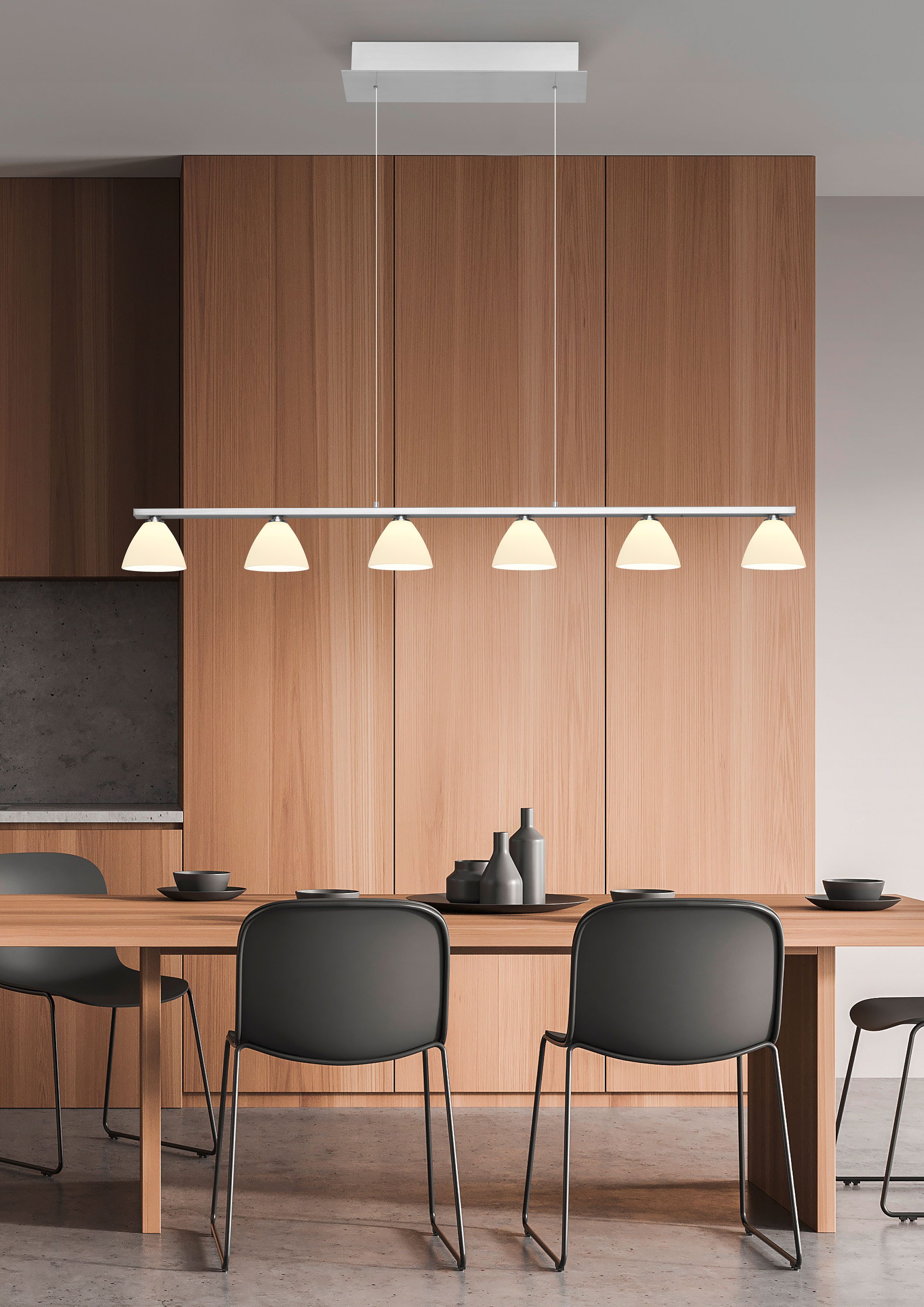 HELL höllisch gutes Licht LED Pendelleuchte MONA, LED fest integriert, Warmweiß, Tastdimmer, Stufenlos höhenverstellbar