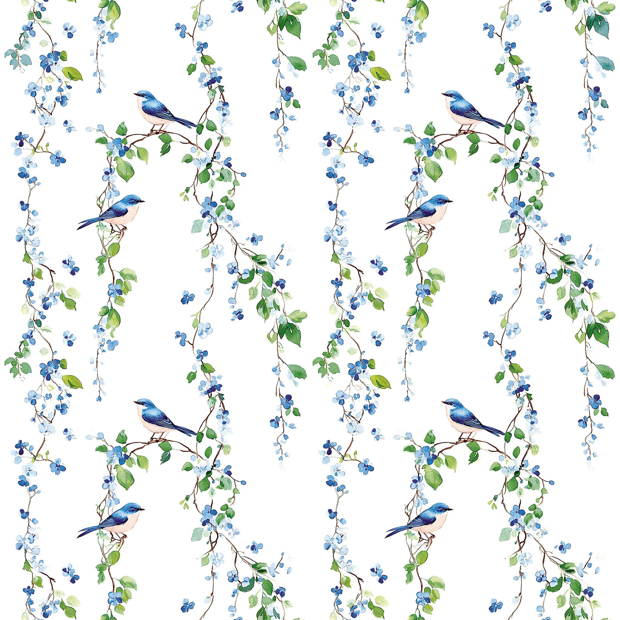 ti-flair Papierserviette, Servietten Papier 33x33cm 3-lag. mit Vögel & Blütenzweige 20 Stück