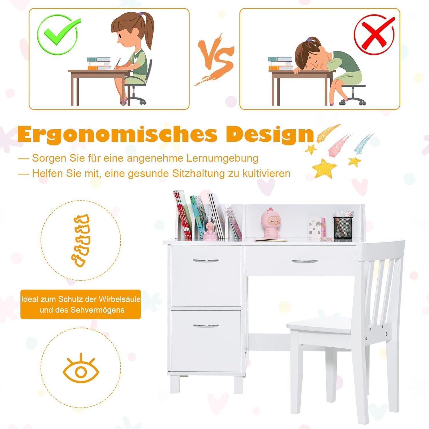 KOMFOTTEU Kinderschreibtisch multifunktionaler Kinderarbeitsplatz (Set) günstig online kaufen