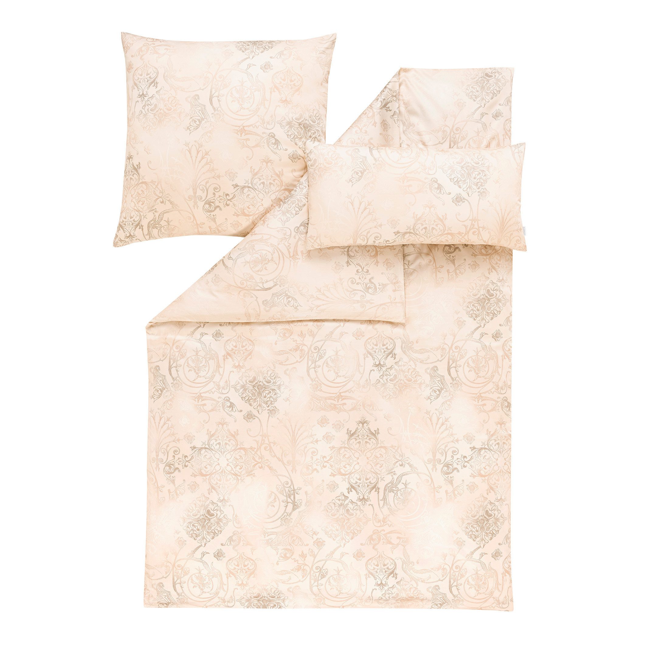 Estella Kissenhülle Mako Satin Kopfkissenbezüge Exquisit Svizzera Ornament sand 40x80, (1 Stück), Kissenhülle Kopfkissenbezug Kissenbezug