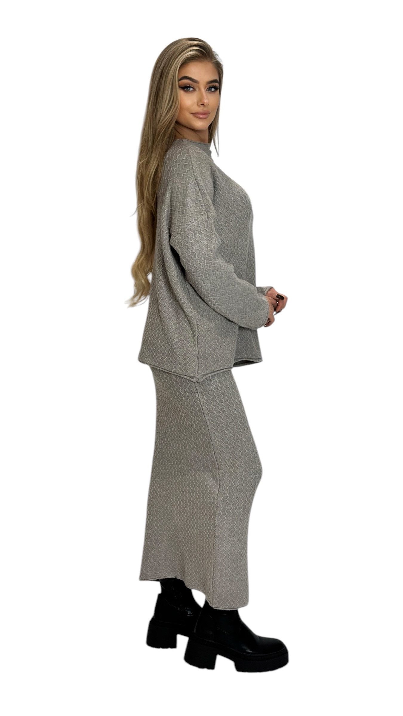 Mississhop Strickkleid Strickset Strickanzug Rock Pullover Damen M.395