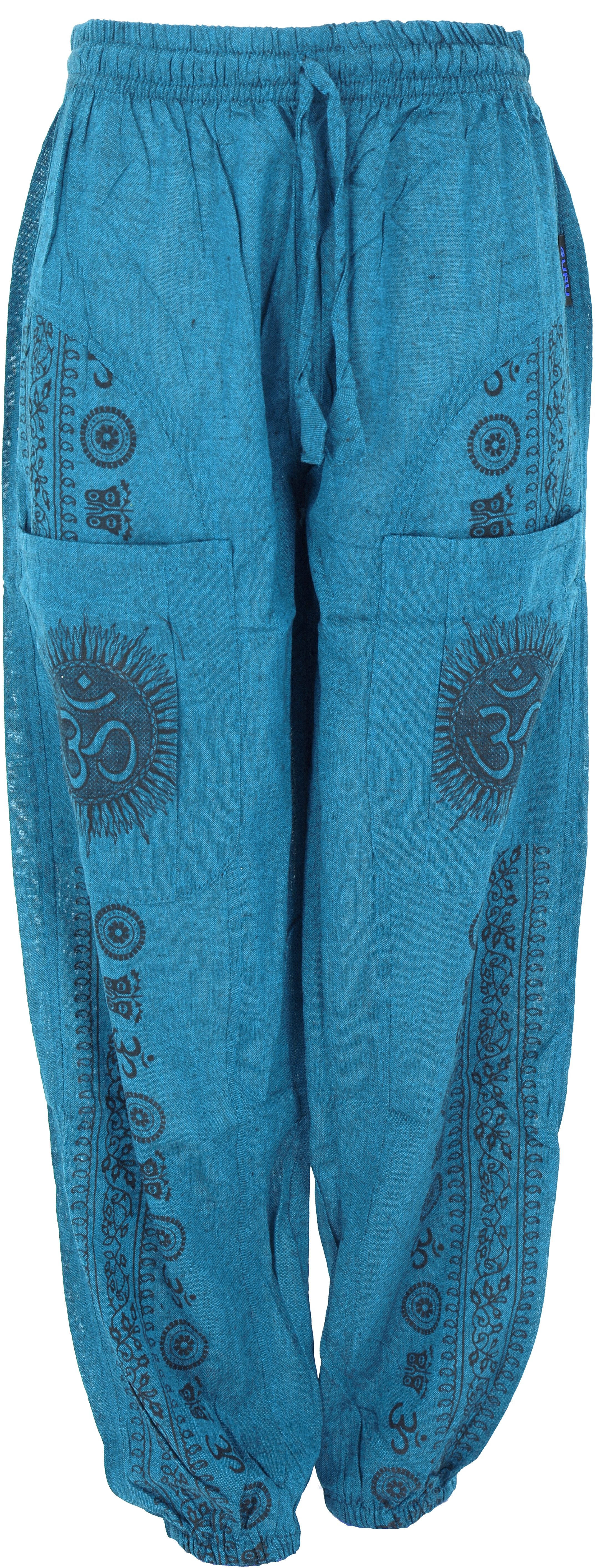 Guru-Shop Relaxhose Yogahose, Unisex-Baumwoll-Goa-Hose mit Druck -.. Goa Style, Retro, alternative Bekleidung